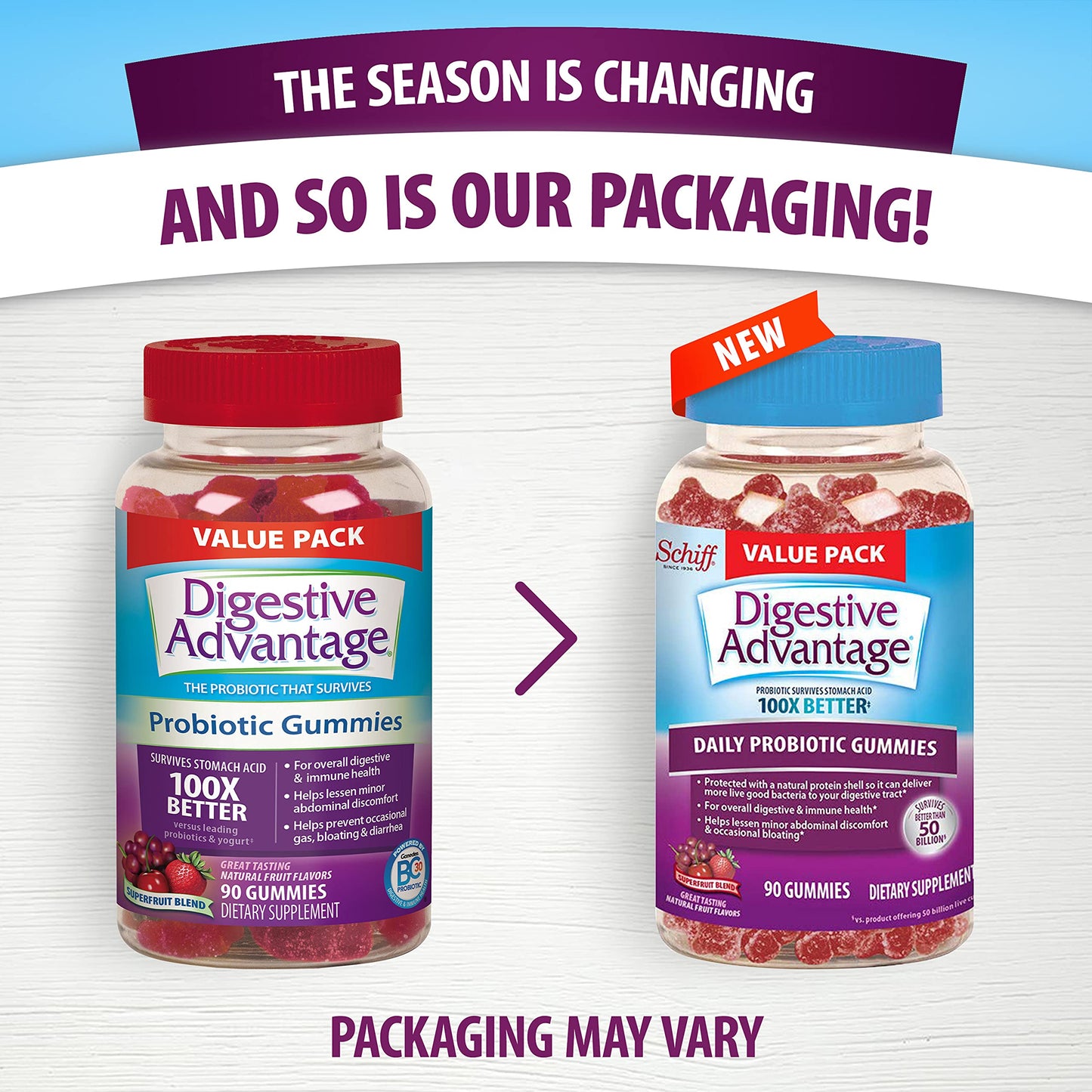 Digestive Advantage Probiotic Gummies for Digestive Health, 90 Gummies