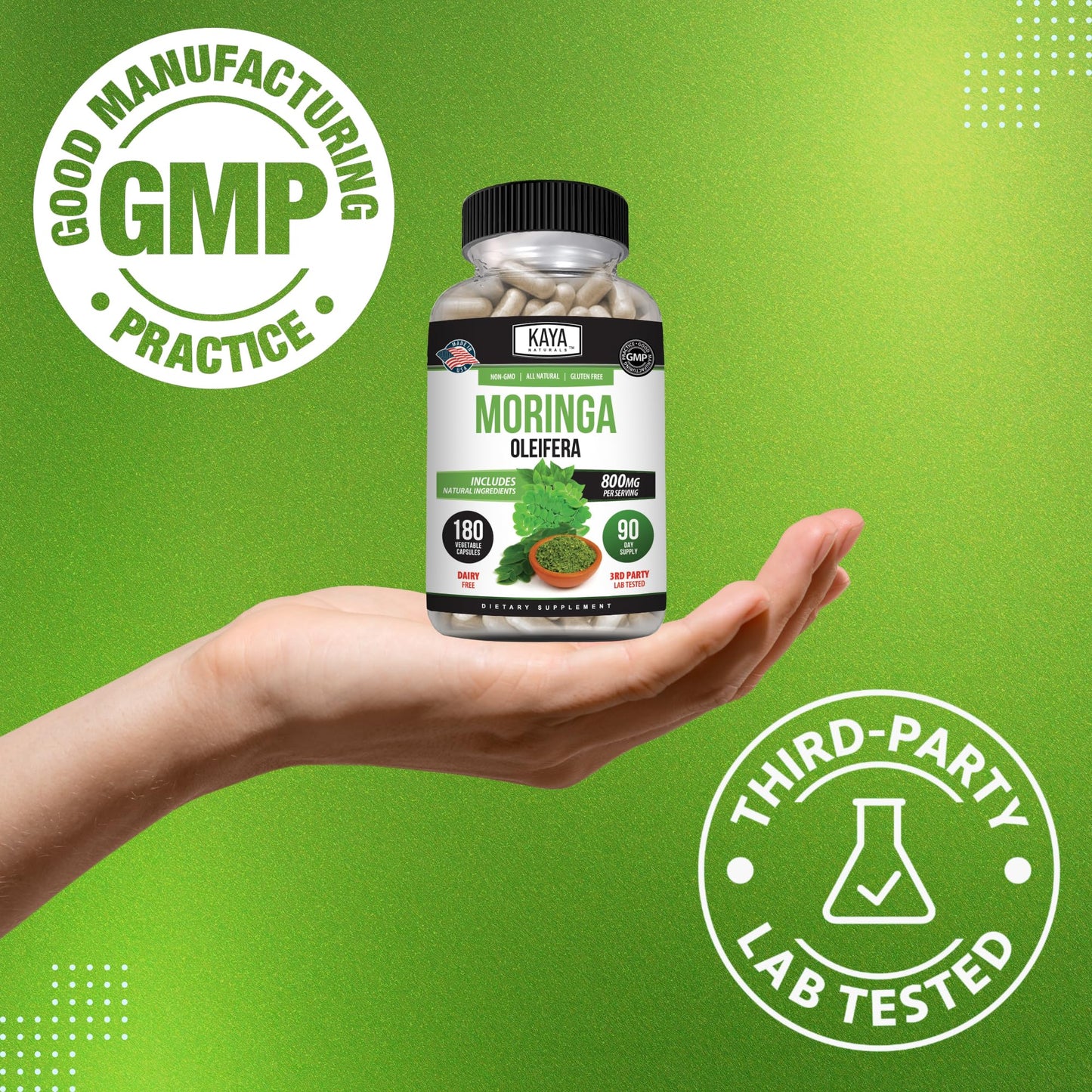 Kaya Naturals Moringa Leaf Extract Capsule 180 Count