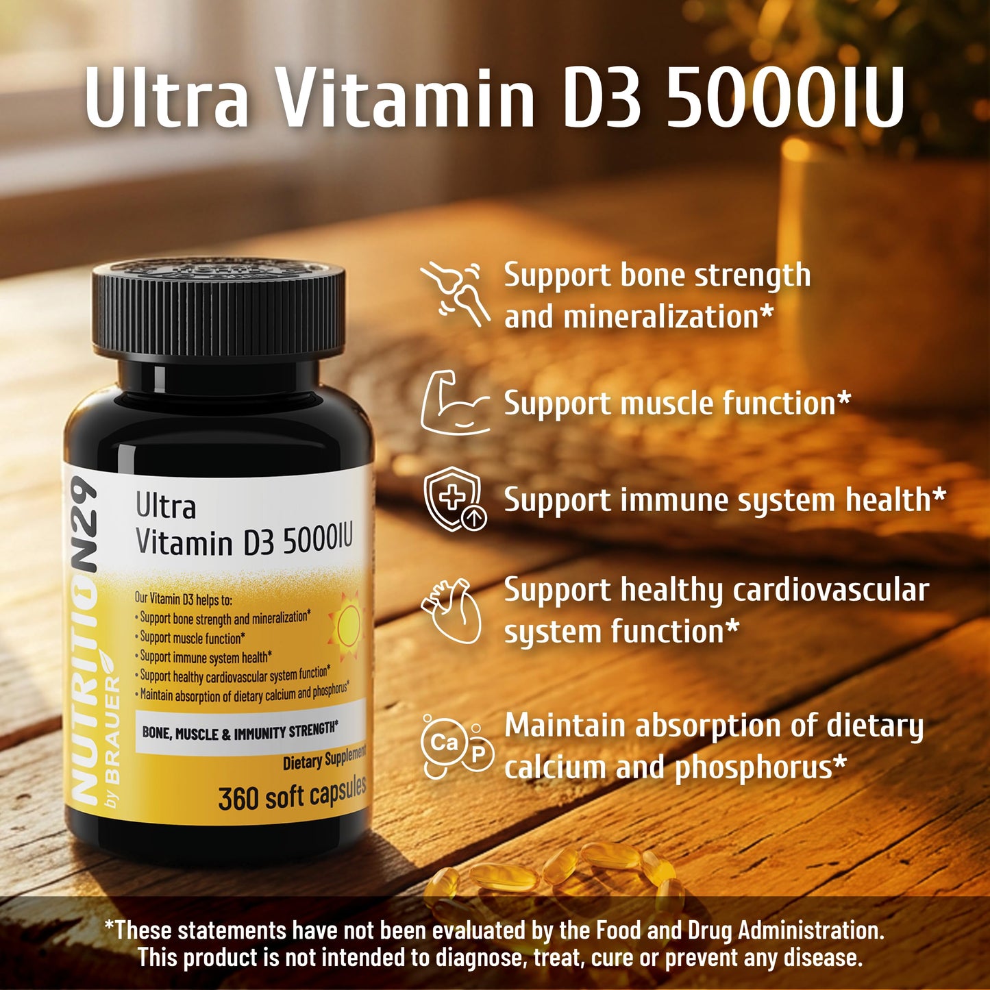 NUTRITION29 Vitamin D3 5000 IU (125 mcg) Softgels, 360 ct
