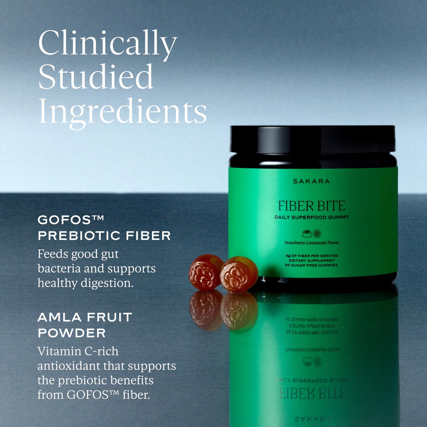 SAKARA Fiber Gummies for Gut Health & Digestive Support, 60 Count
