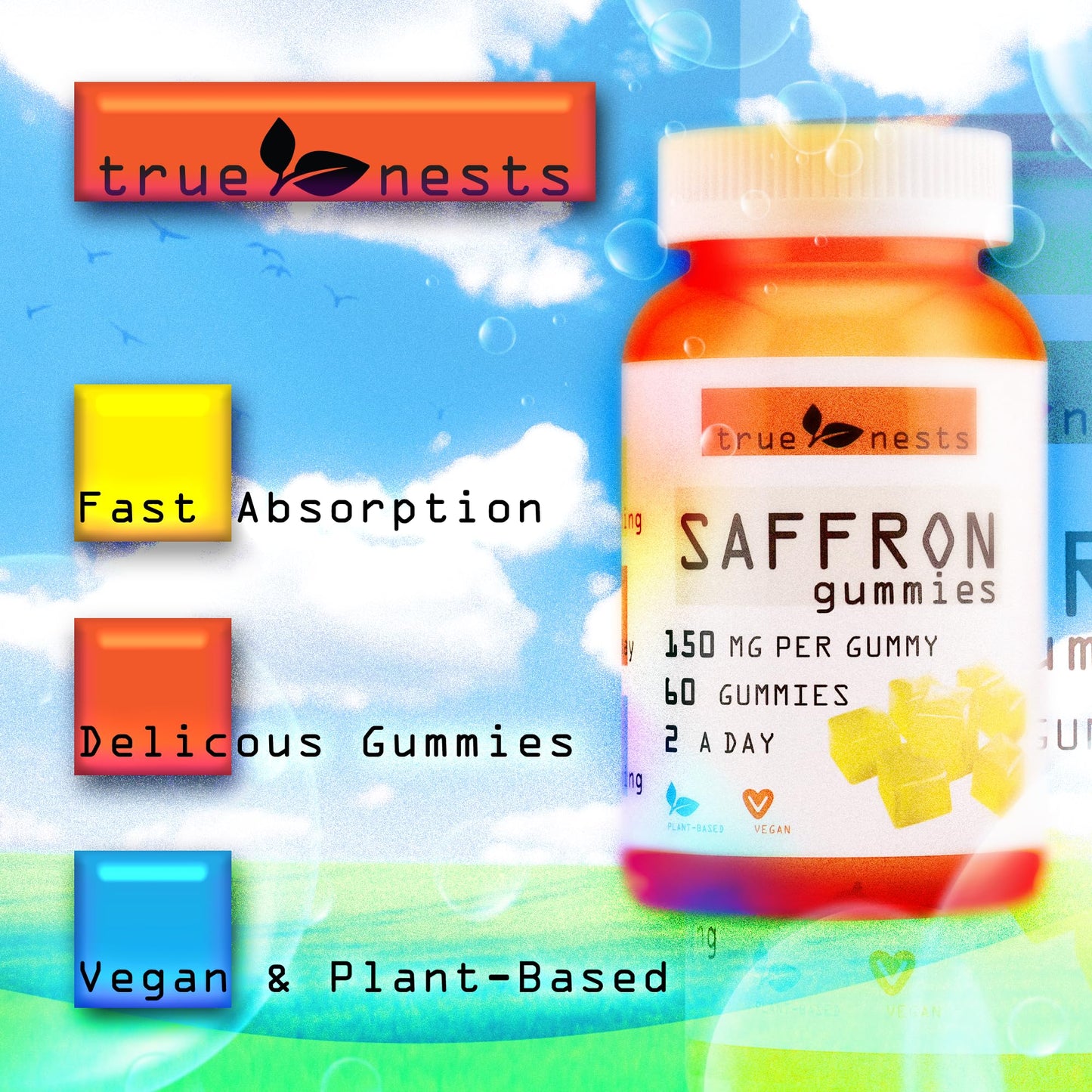 True Nests Saffron Gummies 60 Count