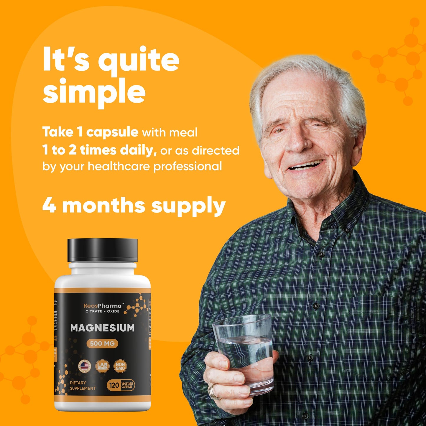 KeosPharma Magnesium Citrate 500mg Capsule, 120 Capsules
