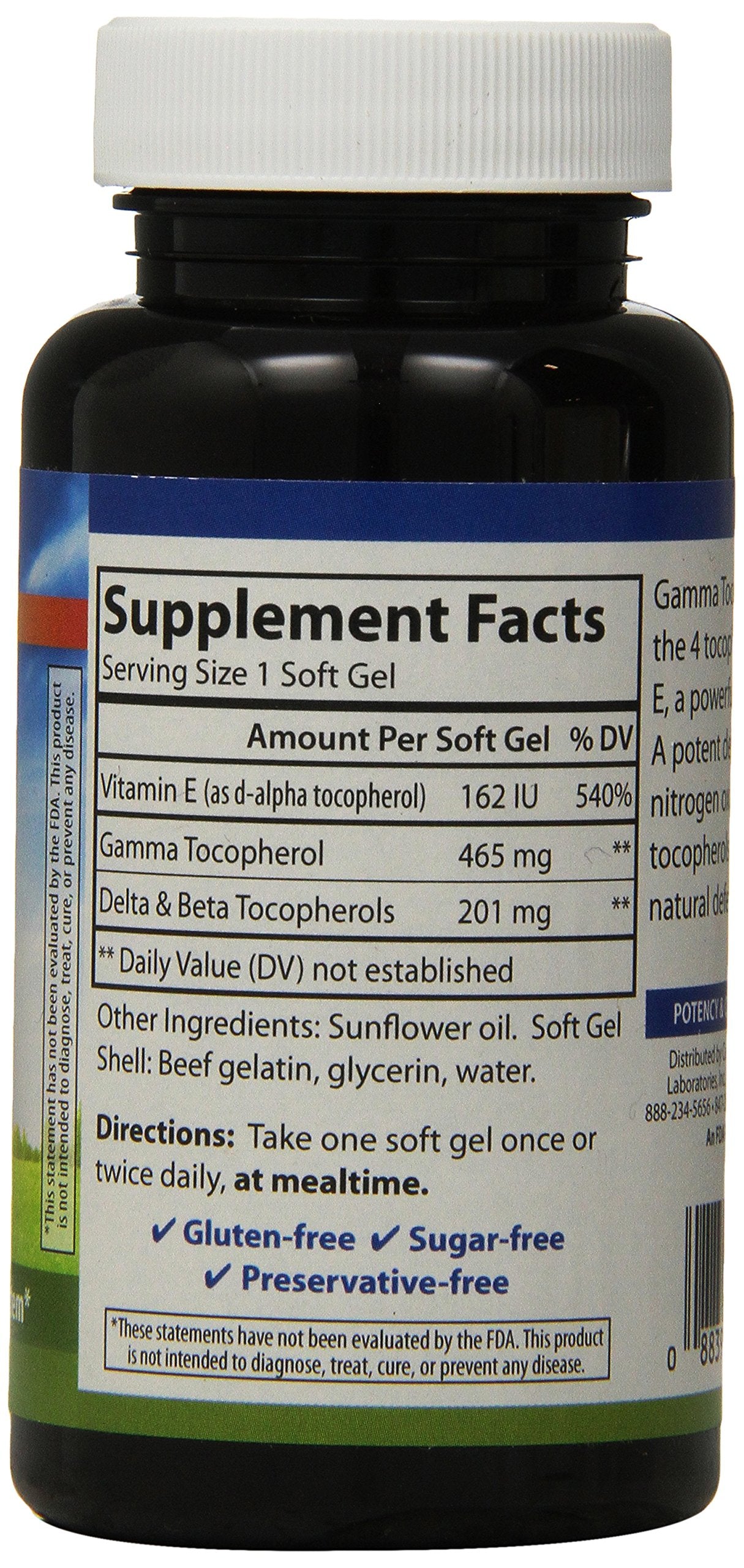 Carlson Gamma E-Gems, Gamma Tocopherol, 465mg Softgels 60 Count