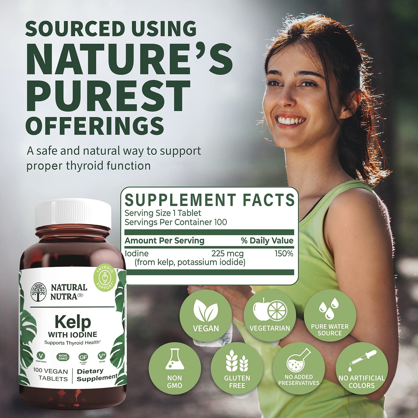 Natural Nutra Kelp Iodine with Potassium Iodide Tablet, 100 Tablets