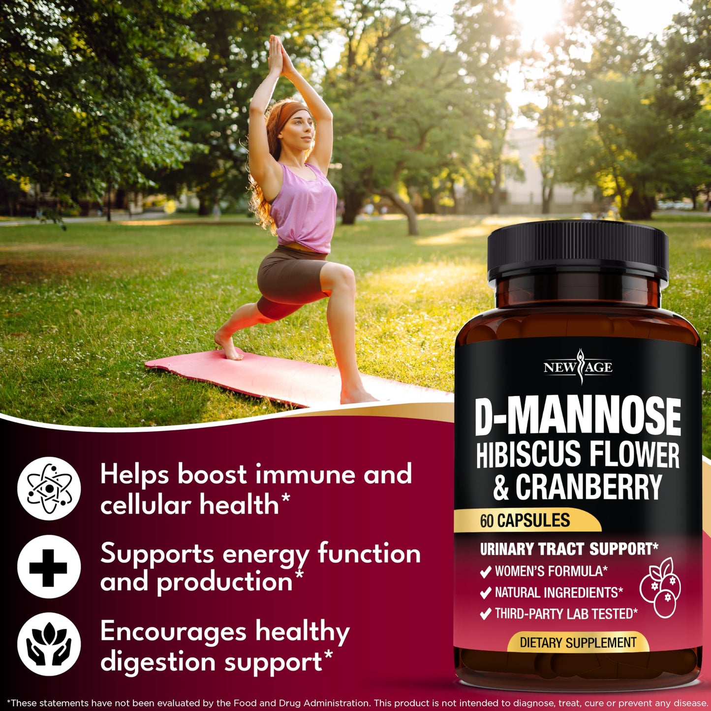 NEW AGE D-Mannose with Cranberry & Hibiscus 180 Capsules
