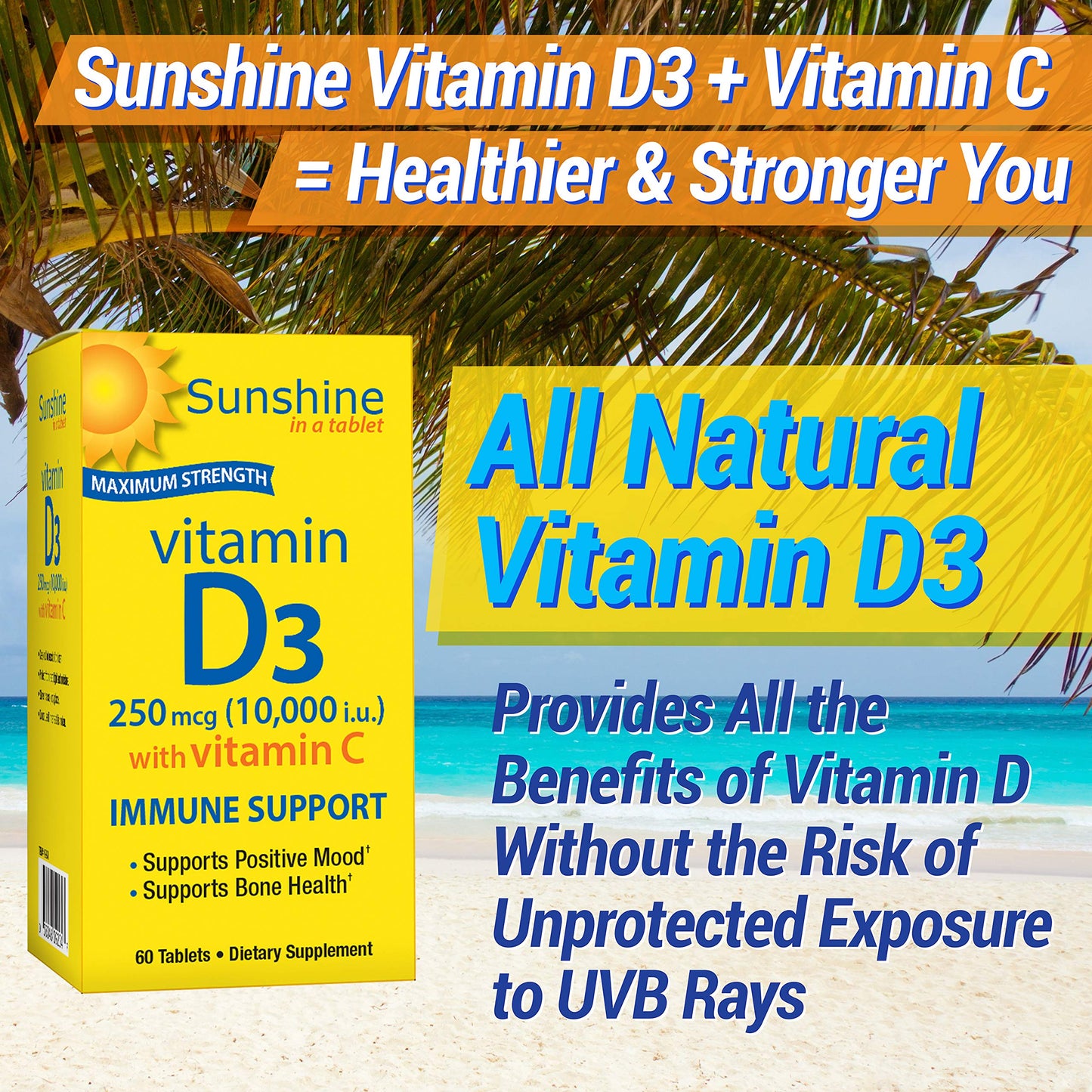 Sunshine Vitamin D 10,000 IU Tablets, 30 Count