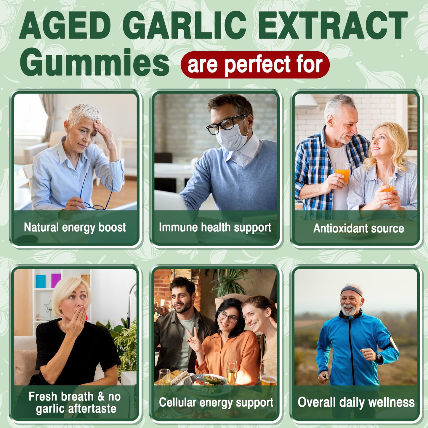 SUGAWITA Odorless Aged Garlic Extract 300mg Gummies with CoQ10, 2-Year Matured Garlic Supplement, Standardized for S-Allylcysteine, Sugar Free Vegan Non-GMO Raspberry Flavor Chewable 60 Count