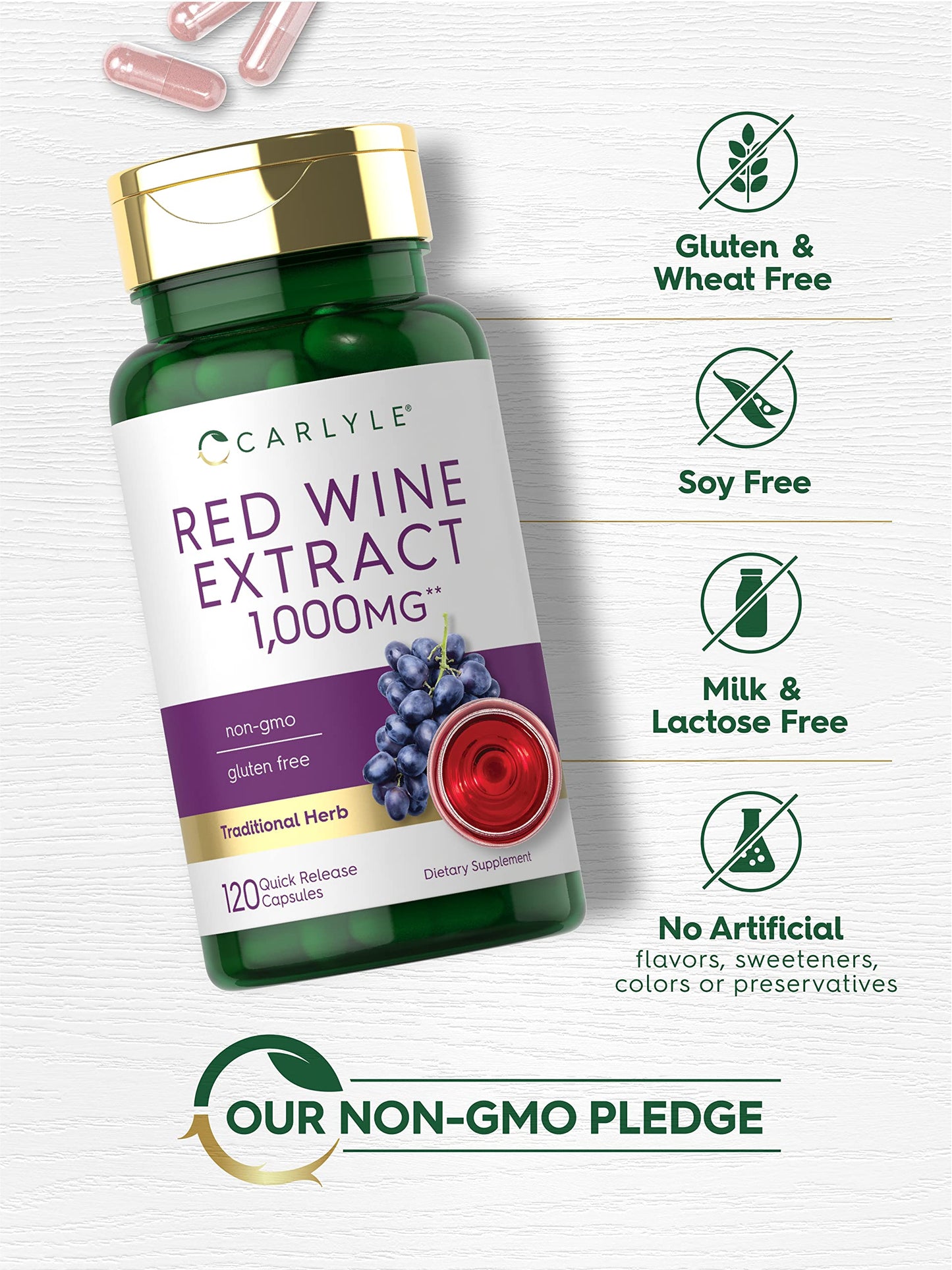 Carlyle Red Wine Extract Capsules 120 Count