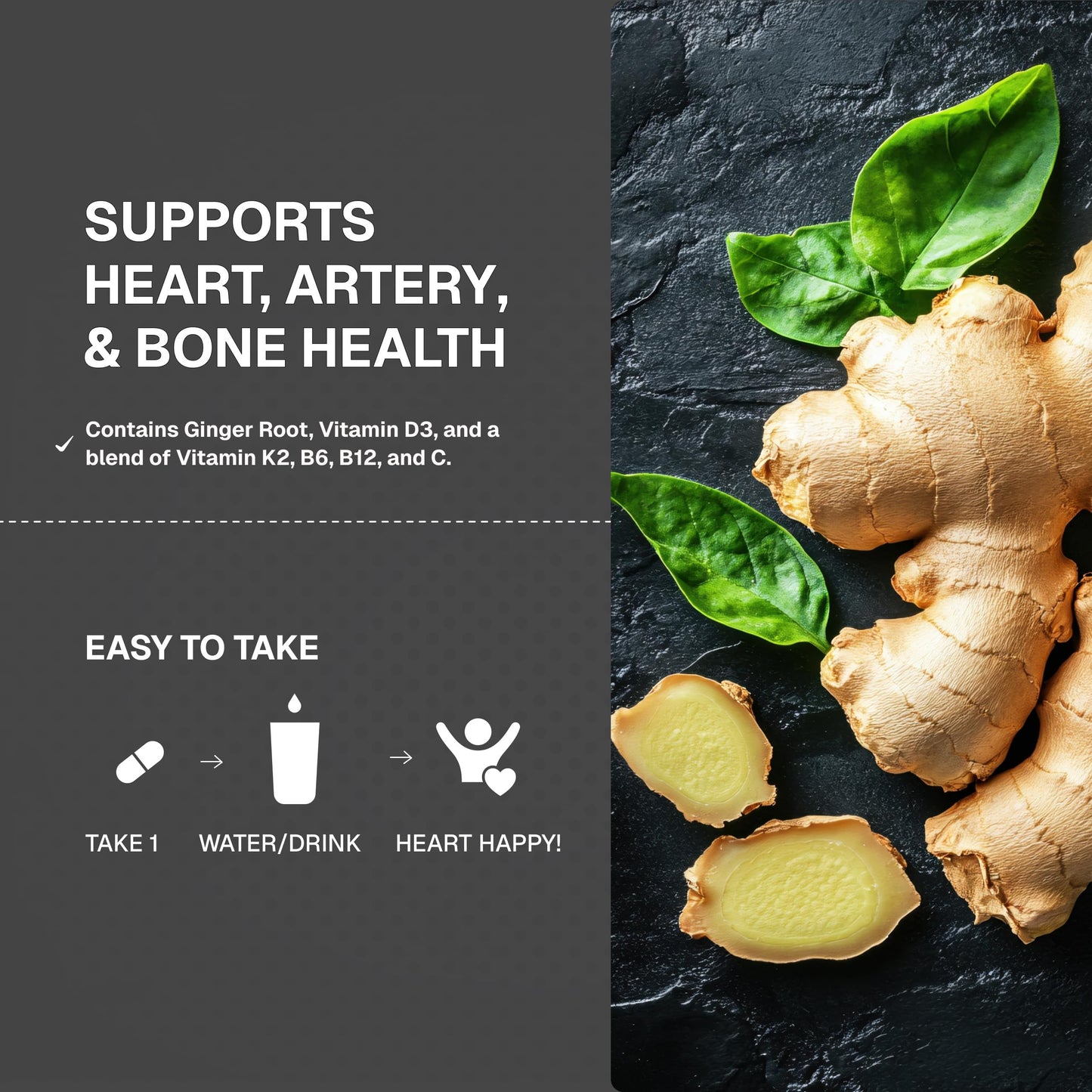 Weider Artery Health - Artery Flexibility & Heart Health - with Vitamin K2, D3 & Ginger - Bone & Immune Support* - Gluten Free & Vegan - 30 Veggie Capsules