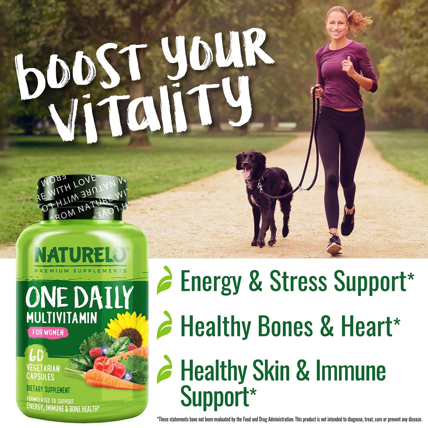 NATURELO One Daily Multivitamin for Women with Vitamin B12, Capsule, 60 Count