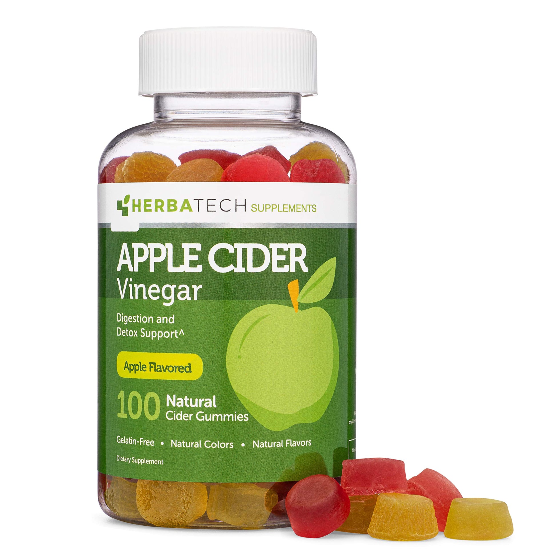 Herbatech Supplements Apple Cider Vinegar Gummies with Mother, 100 Gummies