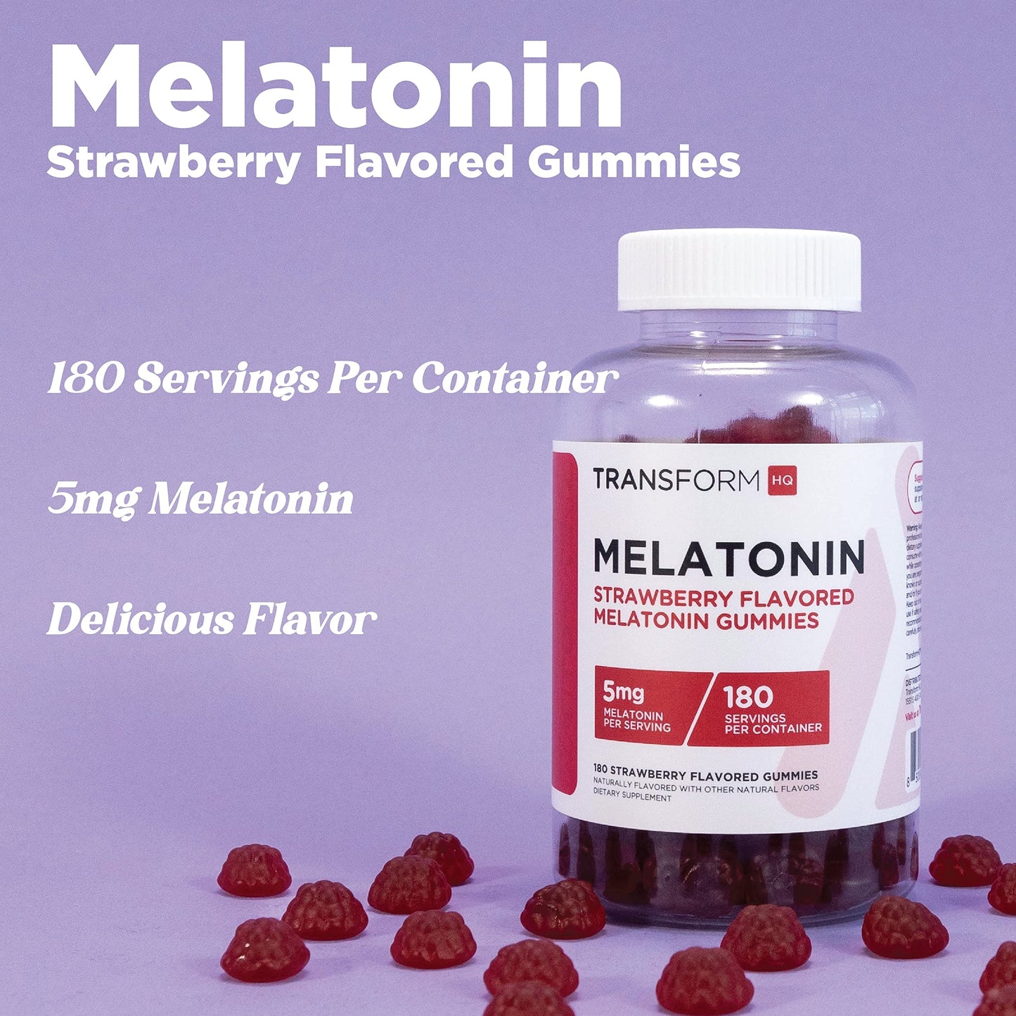 TransformHQ Melatonin (5mg) Gummies, 180 Count