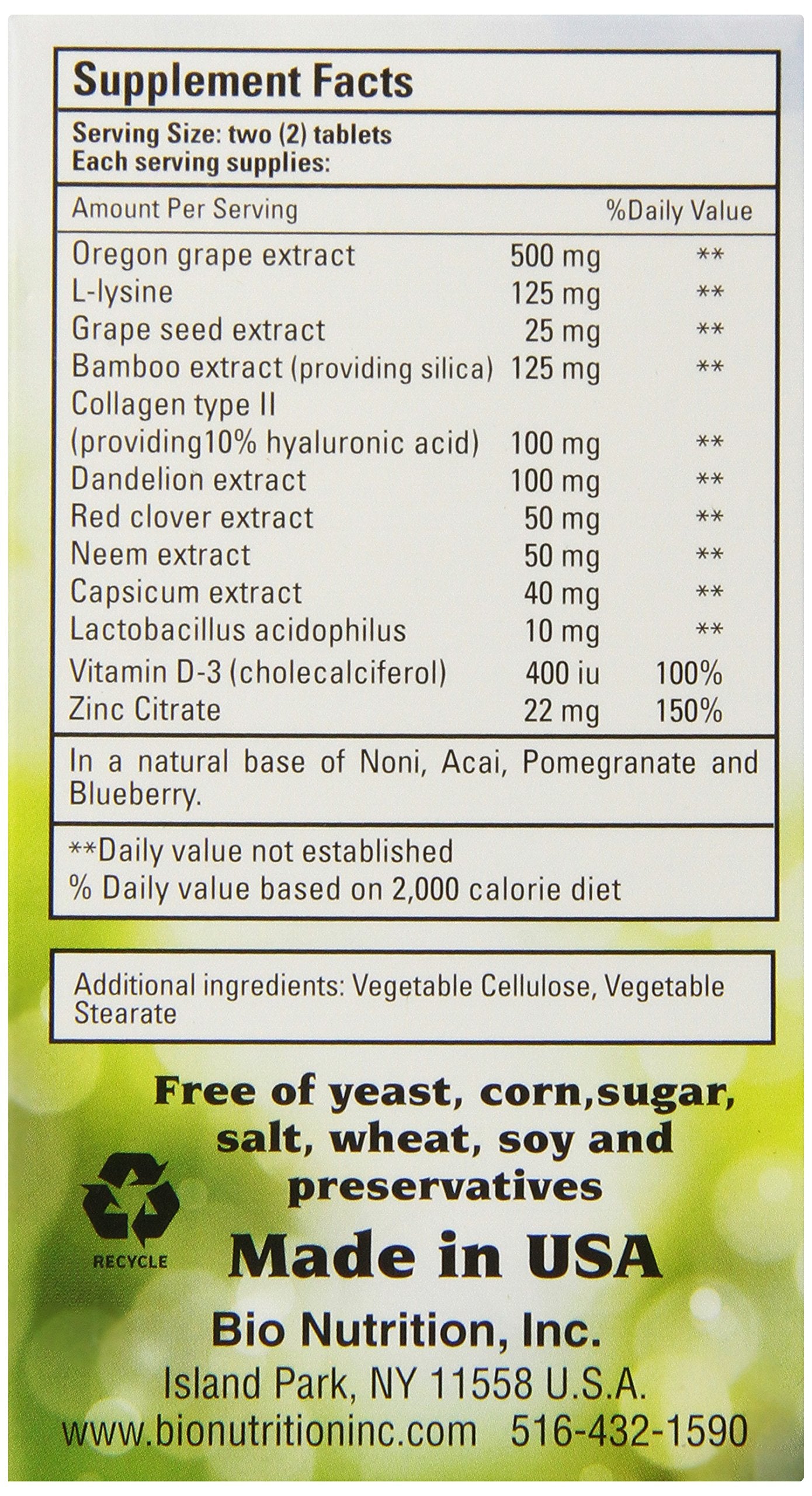 Bio Nutrition Skin Wellness Tablets, 60 Tablets