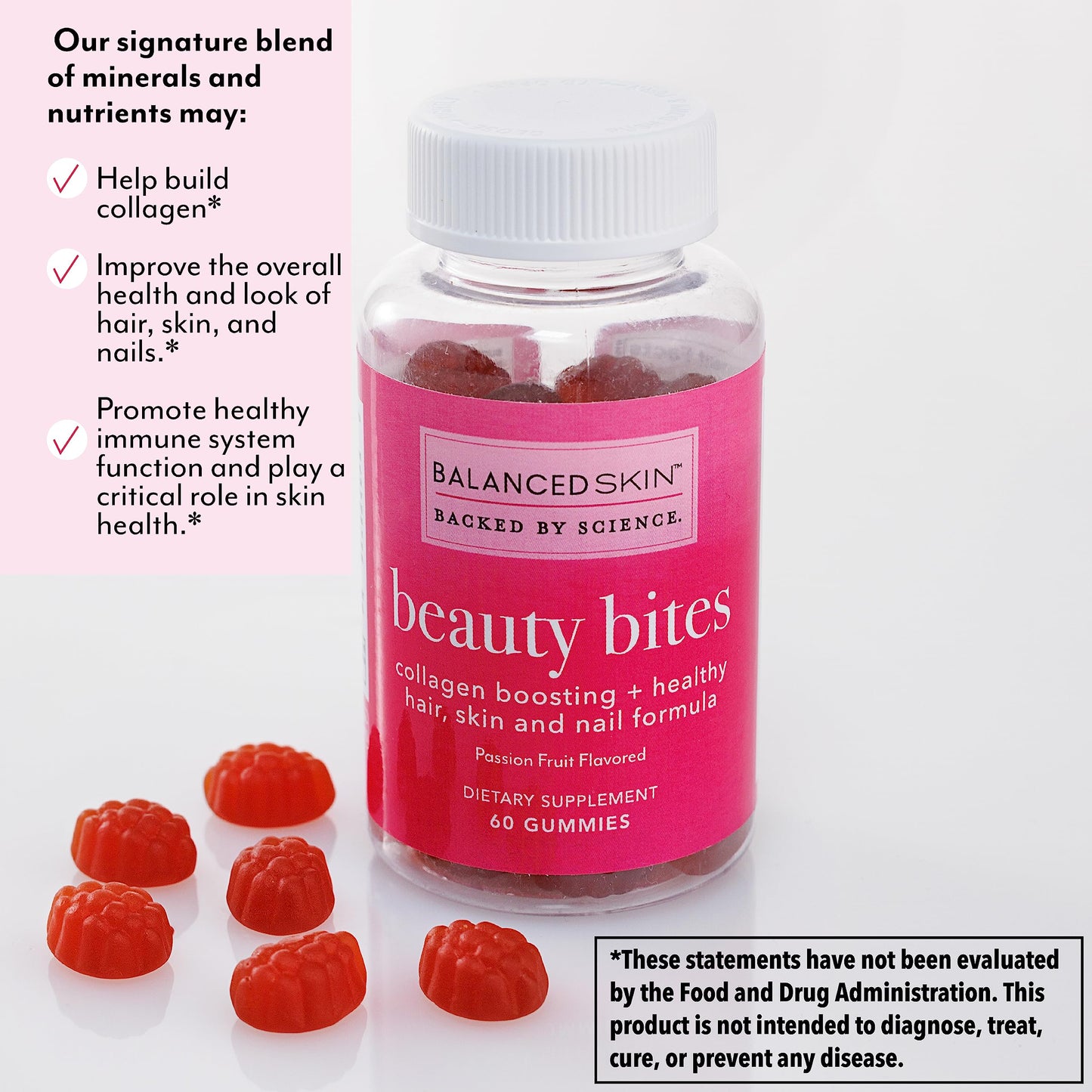 BALANCED SKIN Biotin Gummy Vitamins for Hair Skin Nails with Collagen, 1 Count