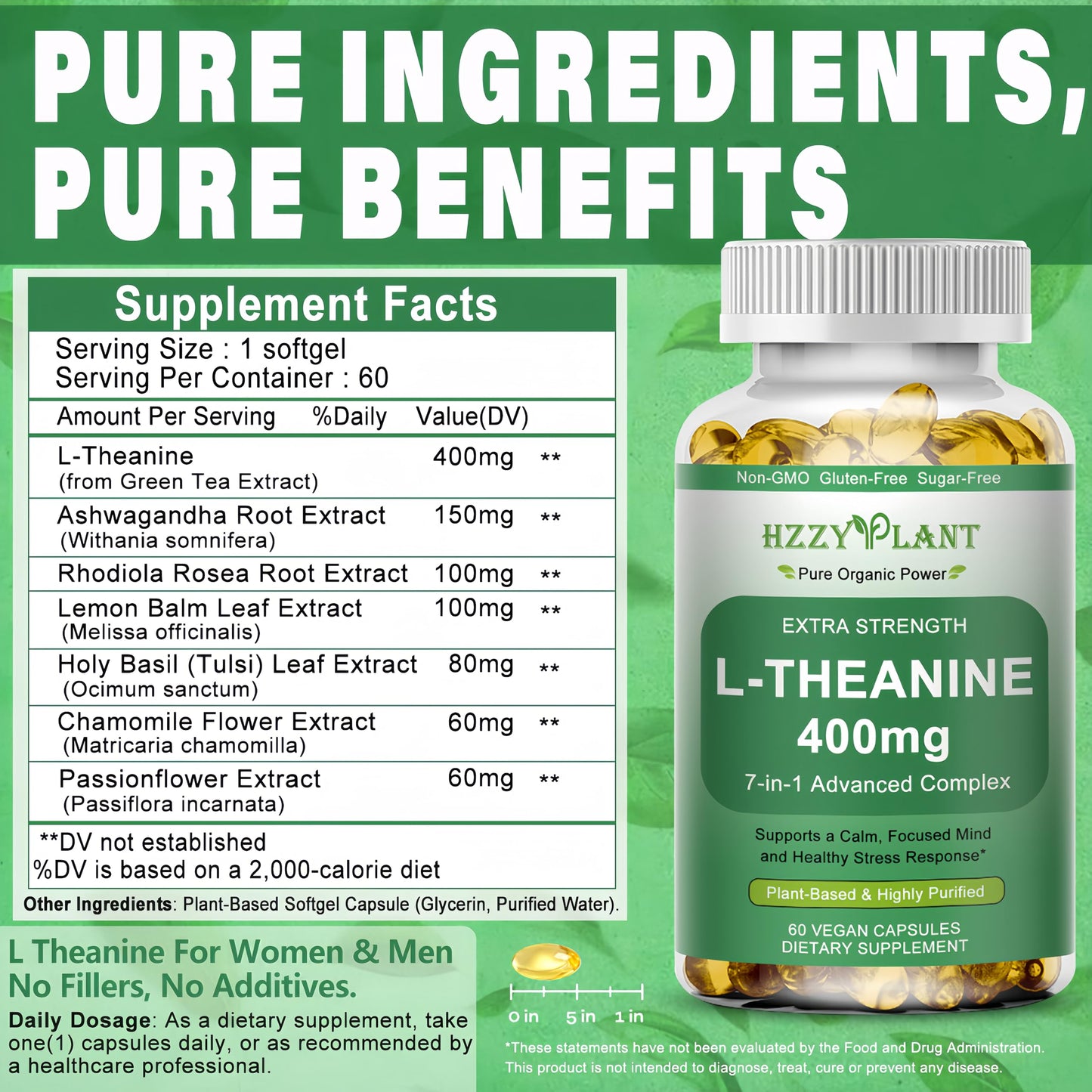 HZZYPLANT L-Theanine Softgels 60 Count