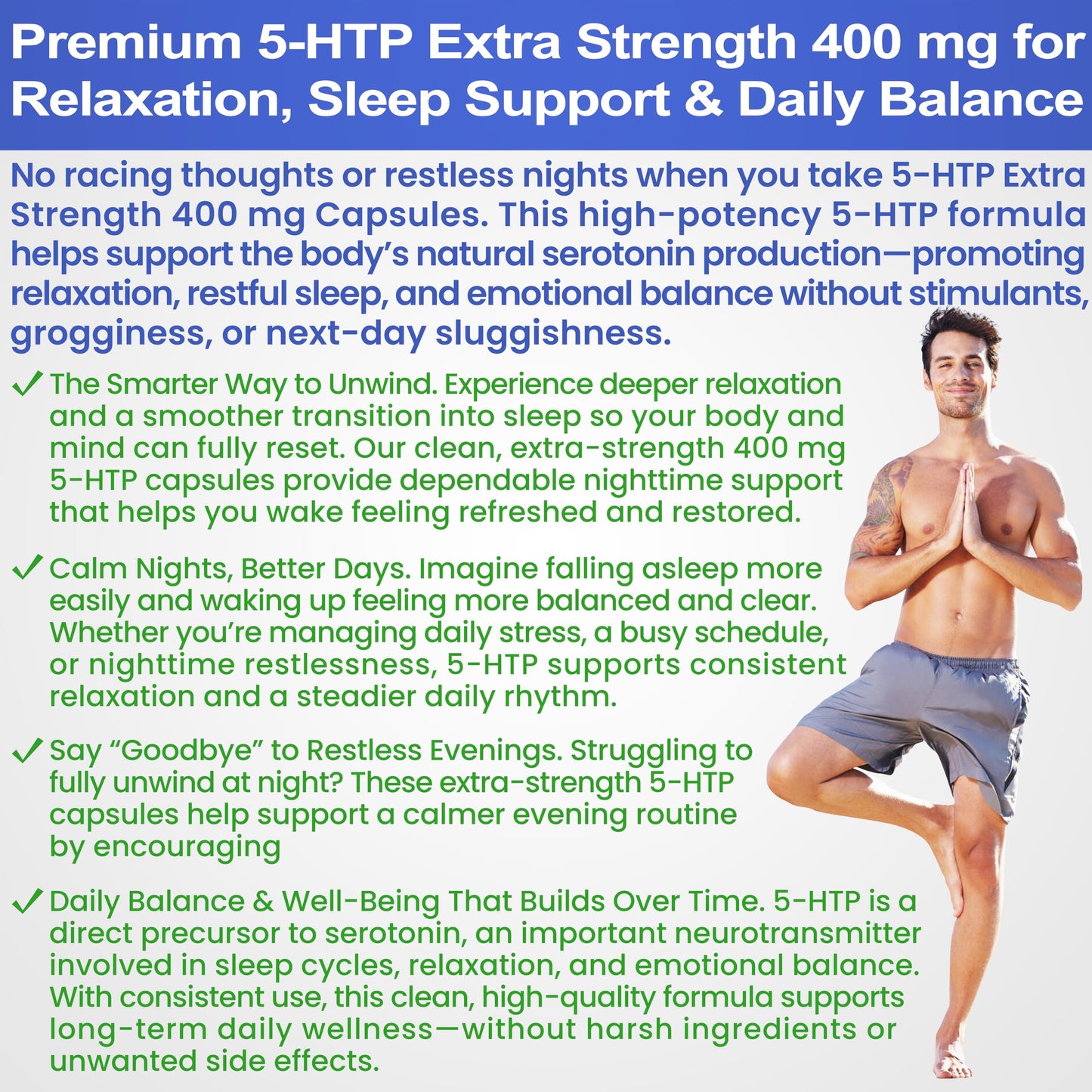 BioWisdom Nutraceuticals 5-HTP 400mg Capsule, 60 Count