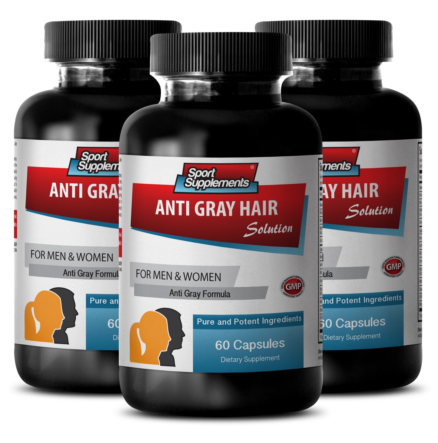 Sport Supplement Folic Acid Biotin Anti Gray Hair, 180 Capsules