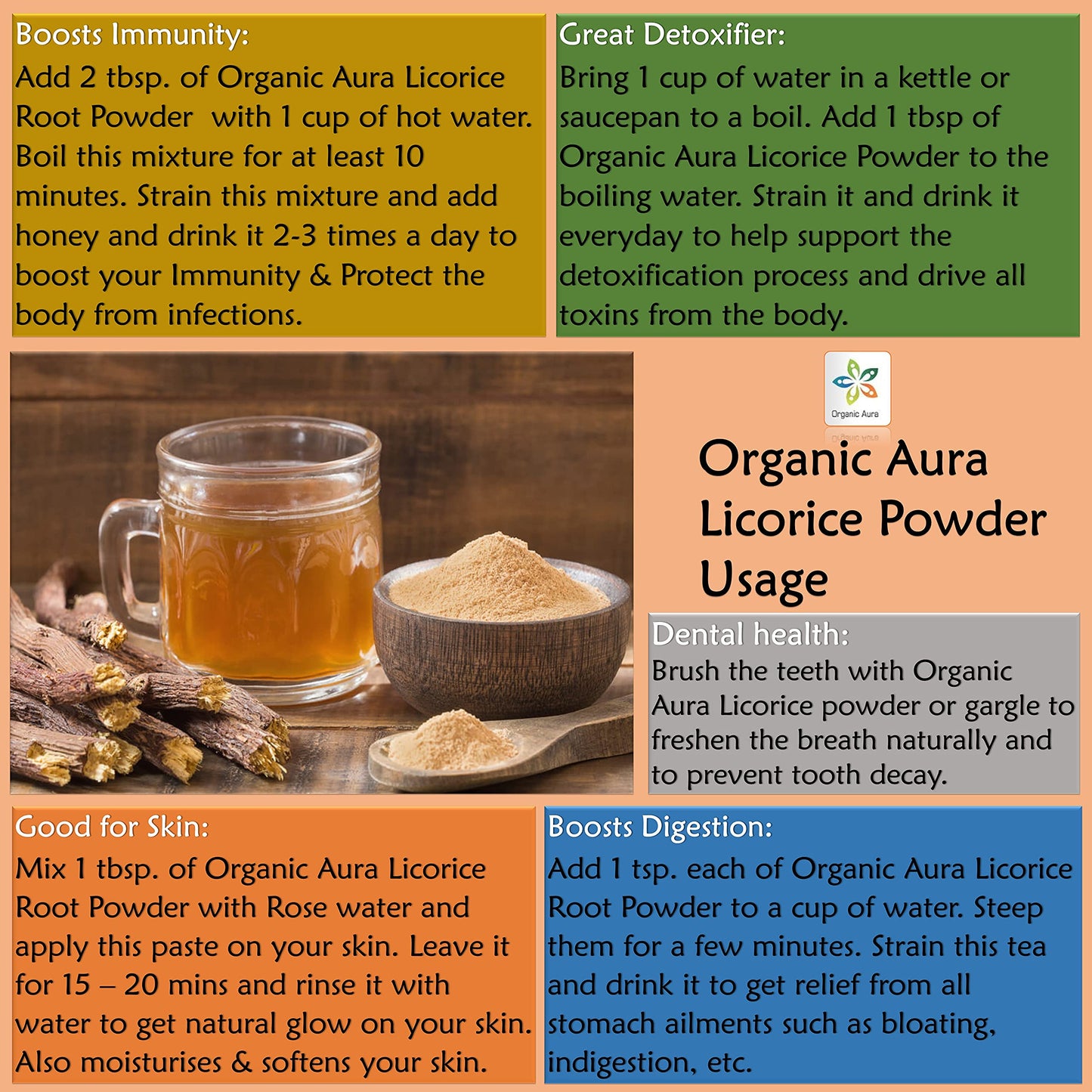 Organic Aura Licorice Root Powder Very Fine Powder, 16 oz