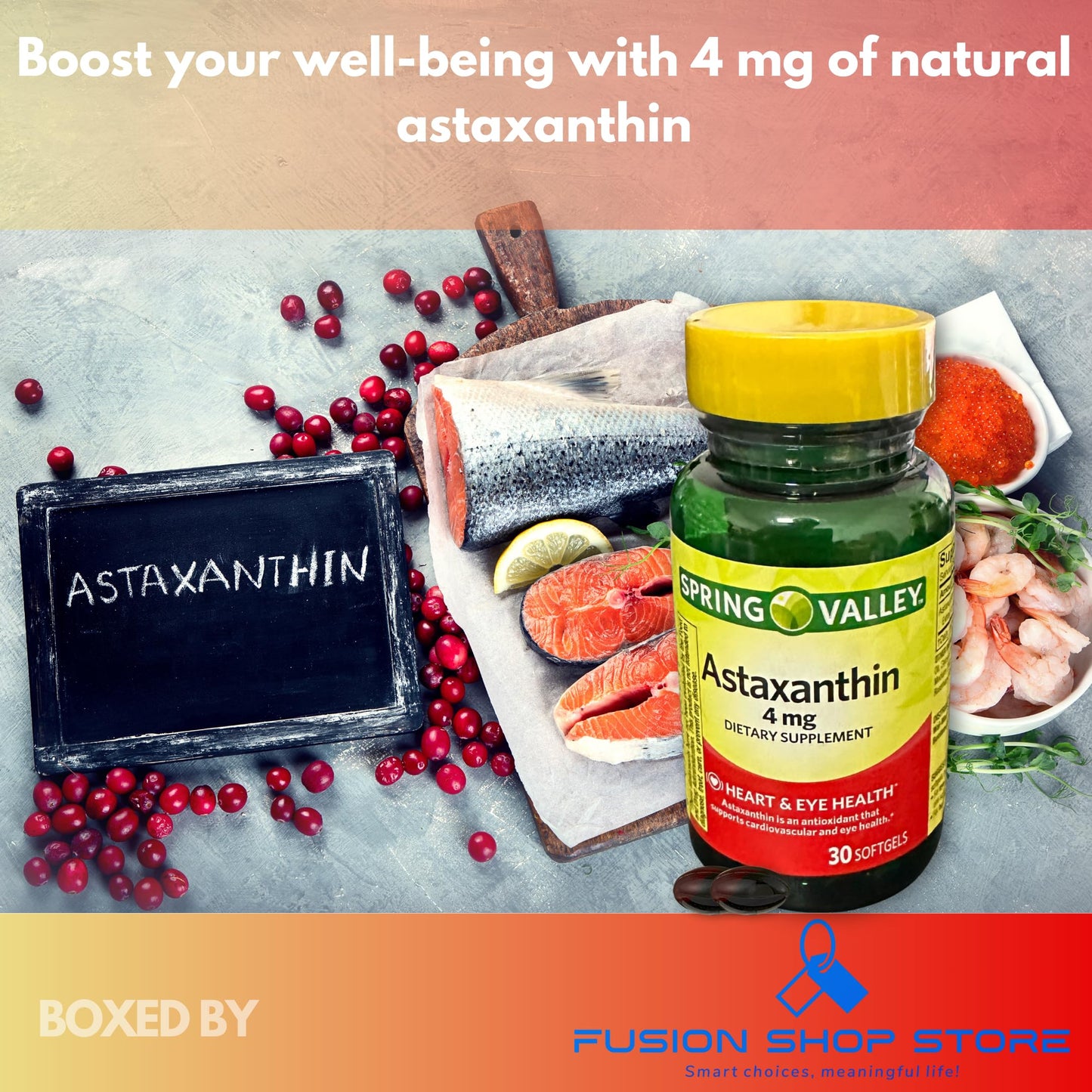 Fusion Shop Store Astaxanthin 4 mg Softgels, 30 Softgels