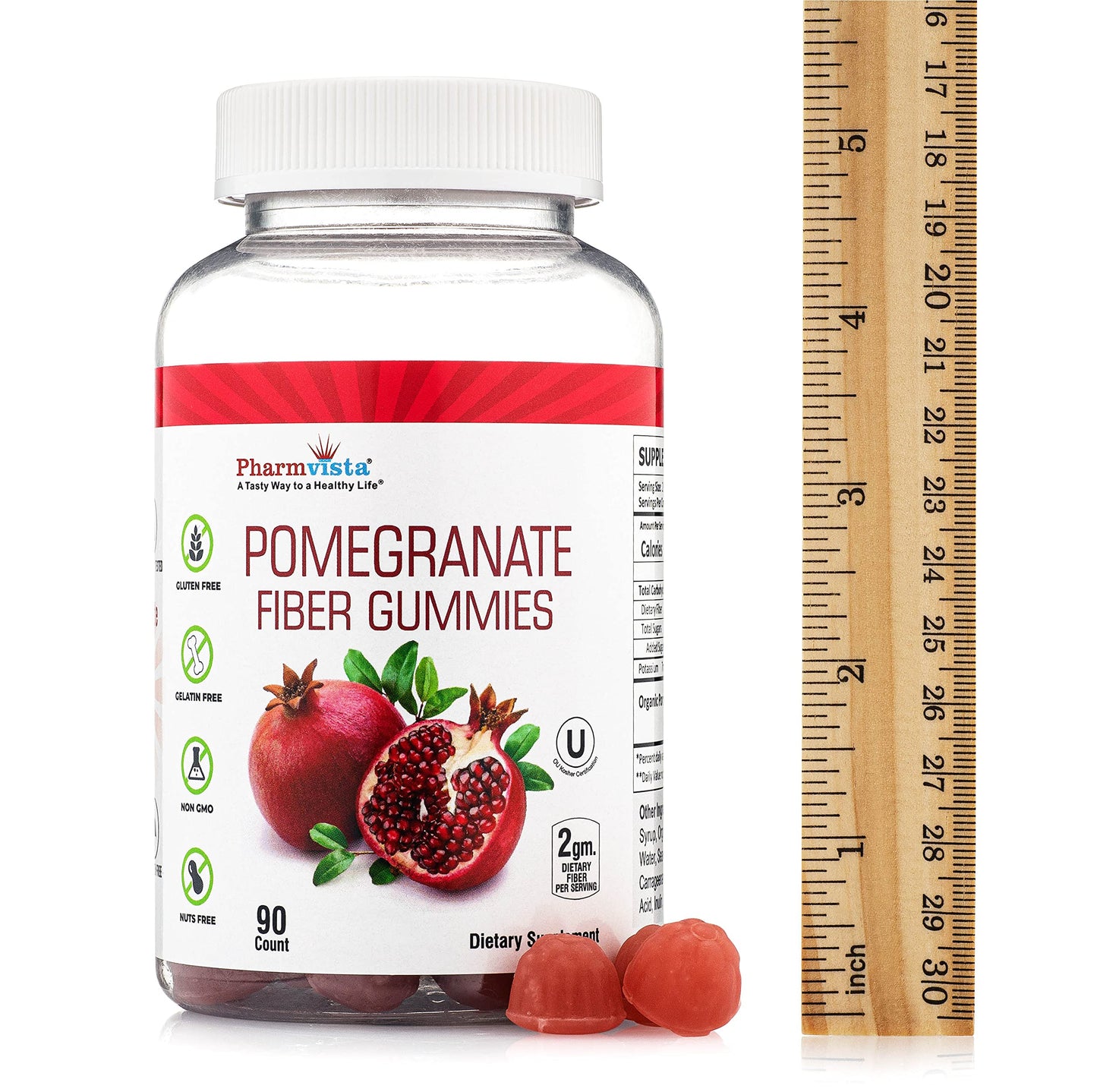 Pharmvista Pomegranate Fiber for Adults & Kids, 90 Gummies