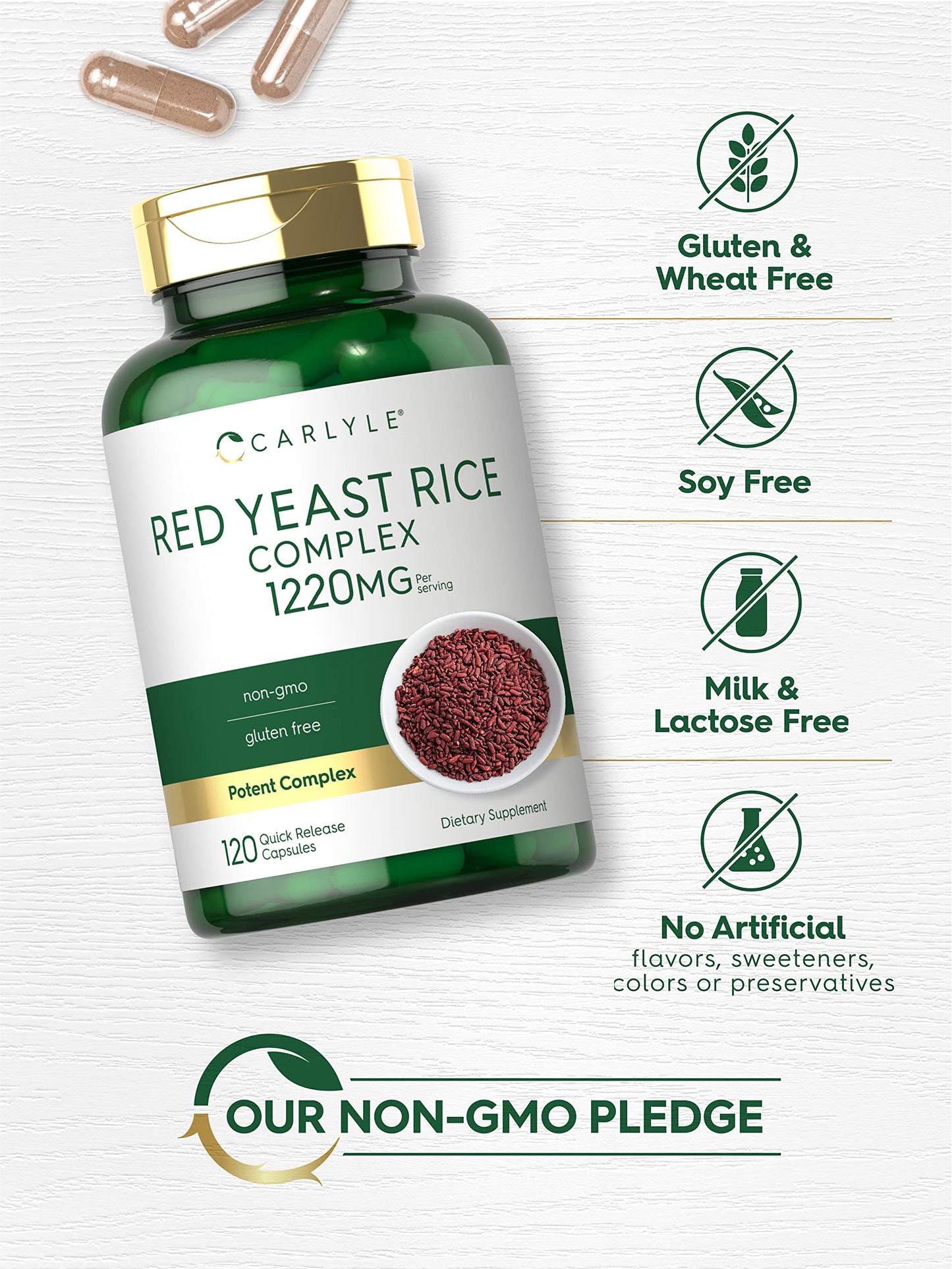 Carlyle Red Yeast Rice Complex with Policosanol, 120 Capsules