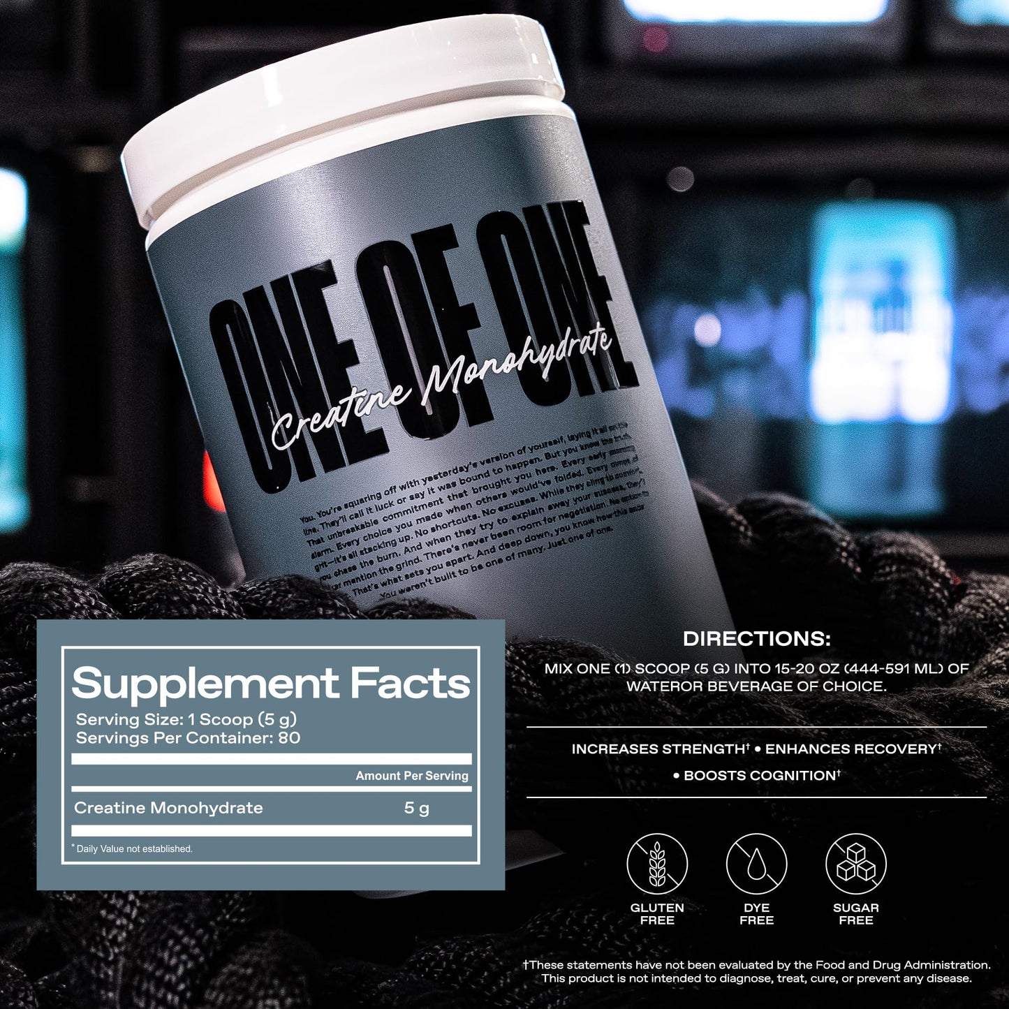 ONE OF ONE Creatine Monohydrate Powder, 14.1 oz, 80 Servings