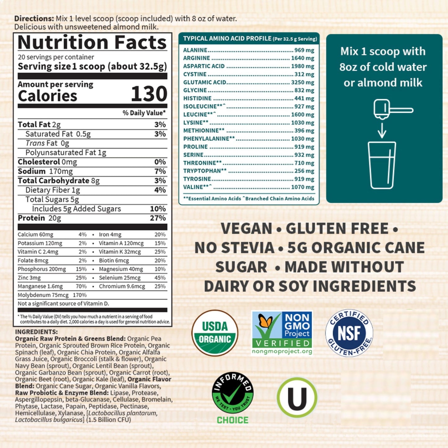 Garden of Life Raw Protein & Greens Lightly Sweet Protein Powder 1.43 Pound