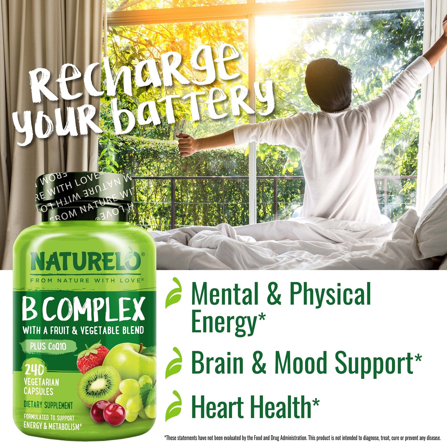 NATURELO Vitamin B Complex Capsules, 240