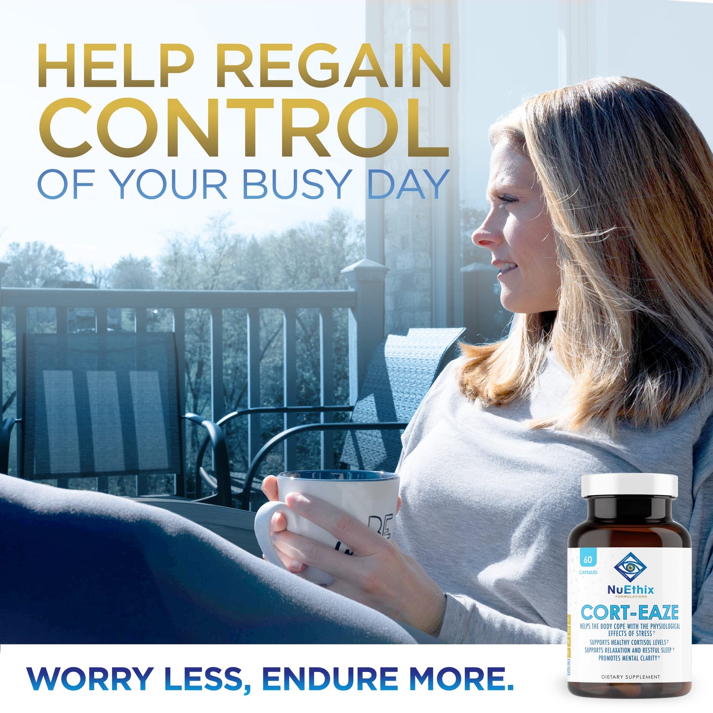 NuEthix Formulations Cort-Eaze Cortisol-Control Supplement and Thyro-Boost Essentials Bundle, 60 Capsules and 90 Capsules