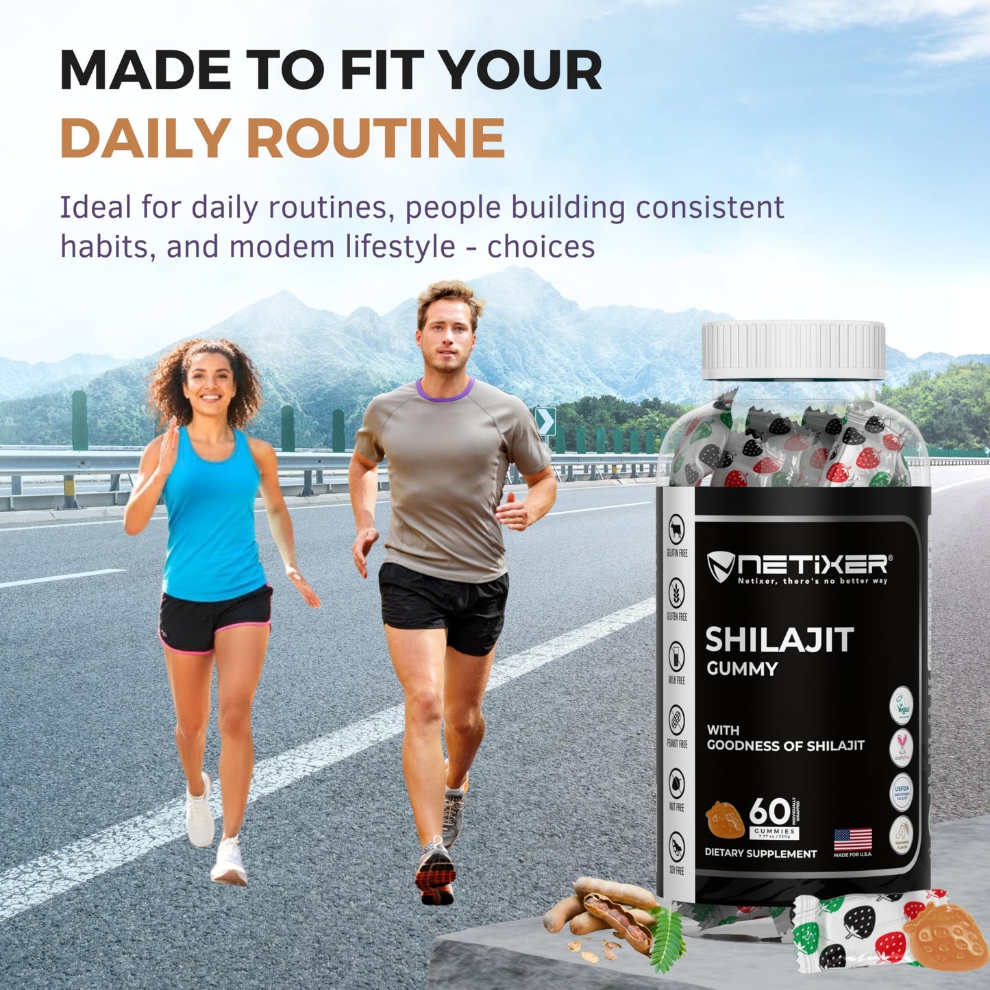 nETiXER Shilajit Gummies Gummy 60 Count