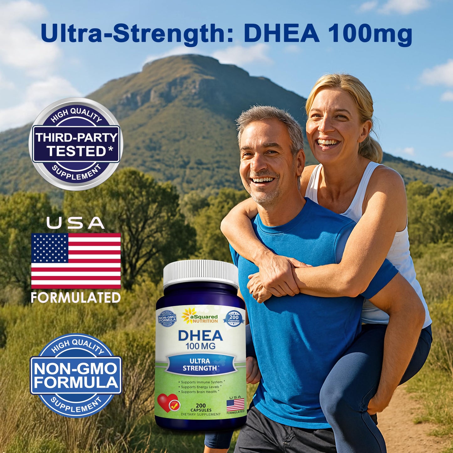 aSquared Nutrition DHEA 100mg Supplement Capsules, 200 Count