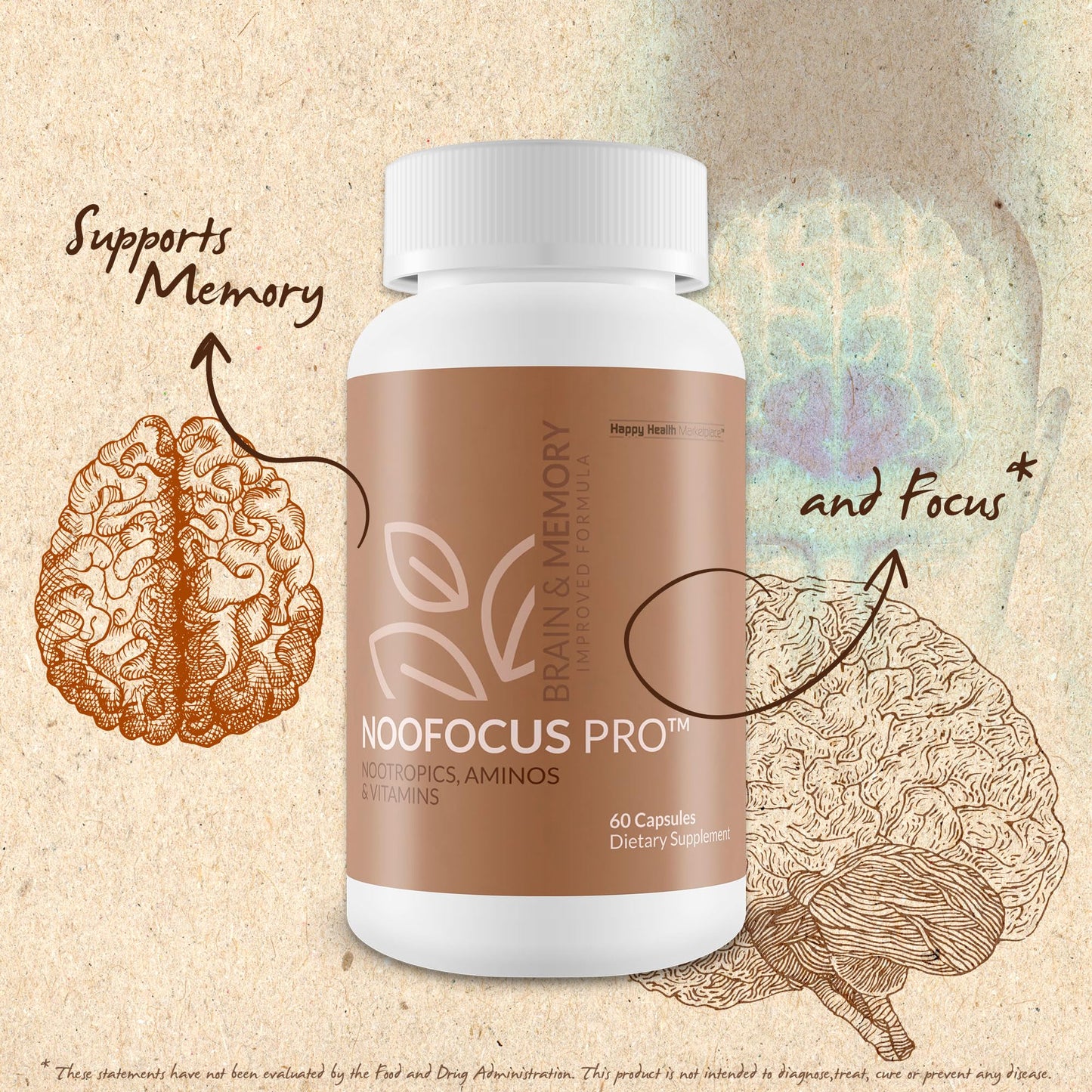 Happy Health Marketplace Memory Supplement Noofocus Pro Capsule, 60 Count
