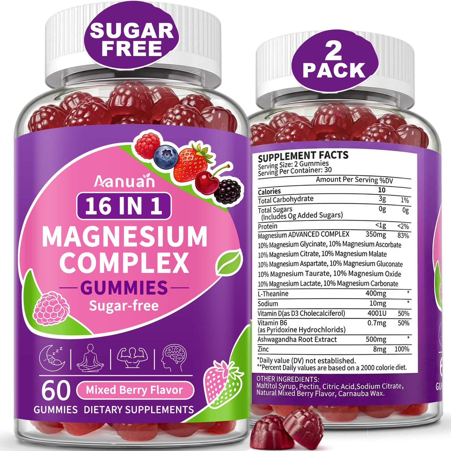 Aanuan Magnesium Gummies 120 Count