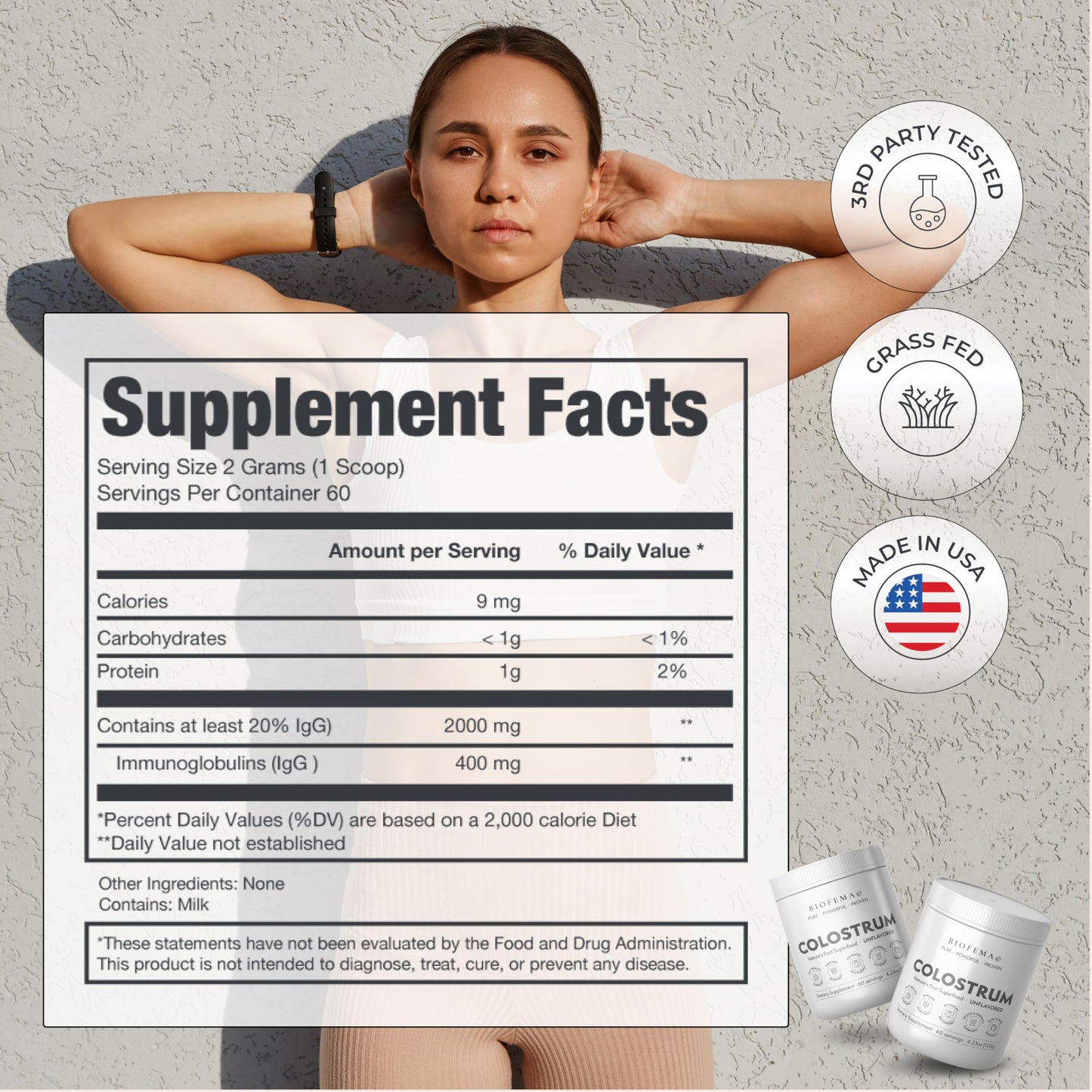 BIOFEMA Bovine Colostrum Supplement Powder 4.23 Ounce