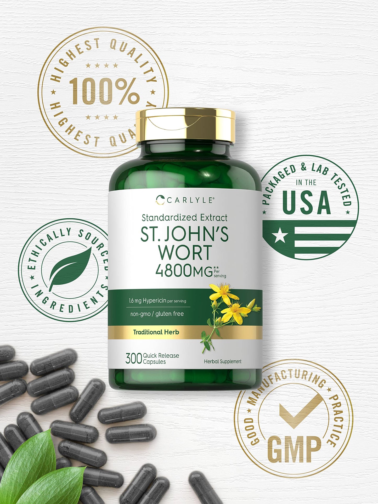 Carlyle St John's Wort Capsules 300 Count