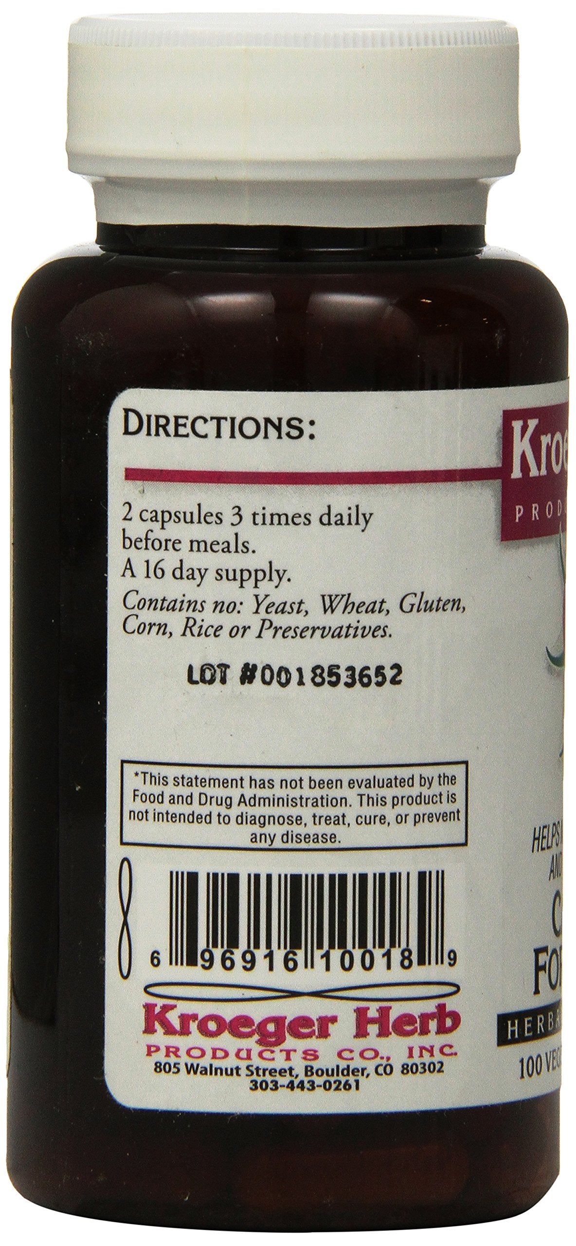 Kroeger Herb Products Candida Formula No 1 Capsules, 100 Count