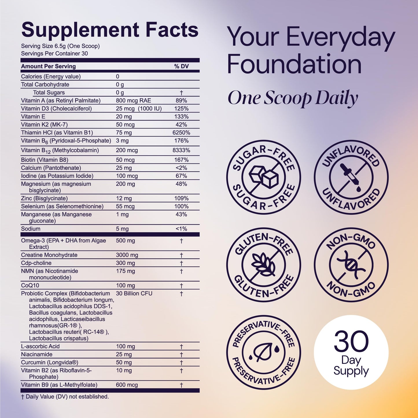 Libré Daily Vitality Doctor-Developed Multivitamin Powder for Women 18+ with Creatine, NMN, Probiotics, Omega-3 & CoQ10, 6.9 Ounce