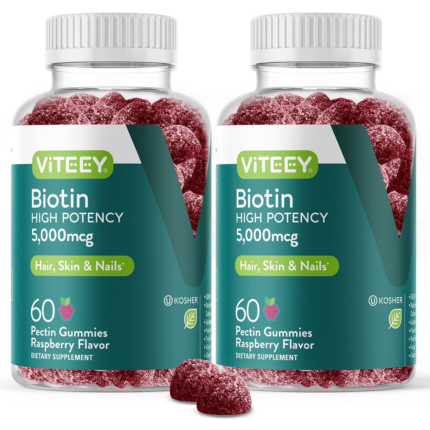 Viteey Biotin Gummies for Hair Skin and Nails 5000 mcg, 120 Count