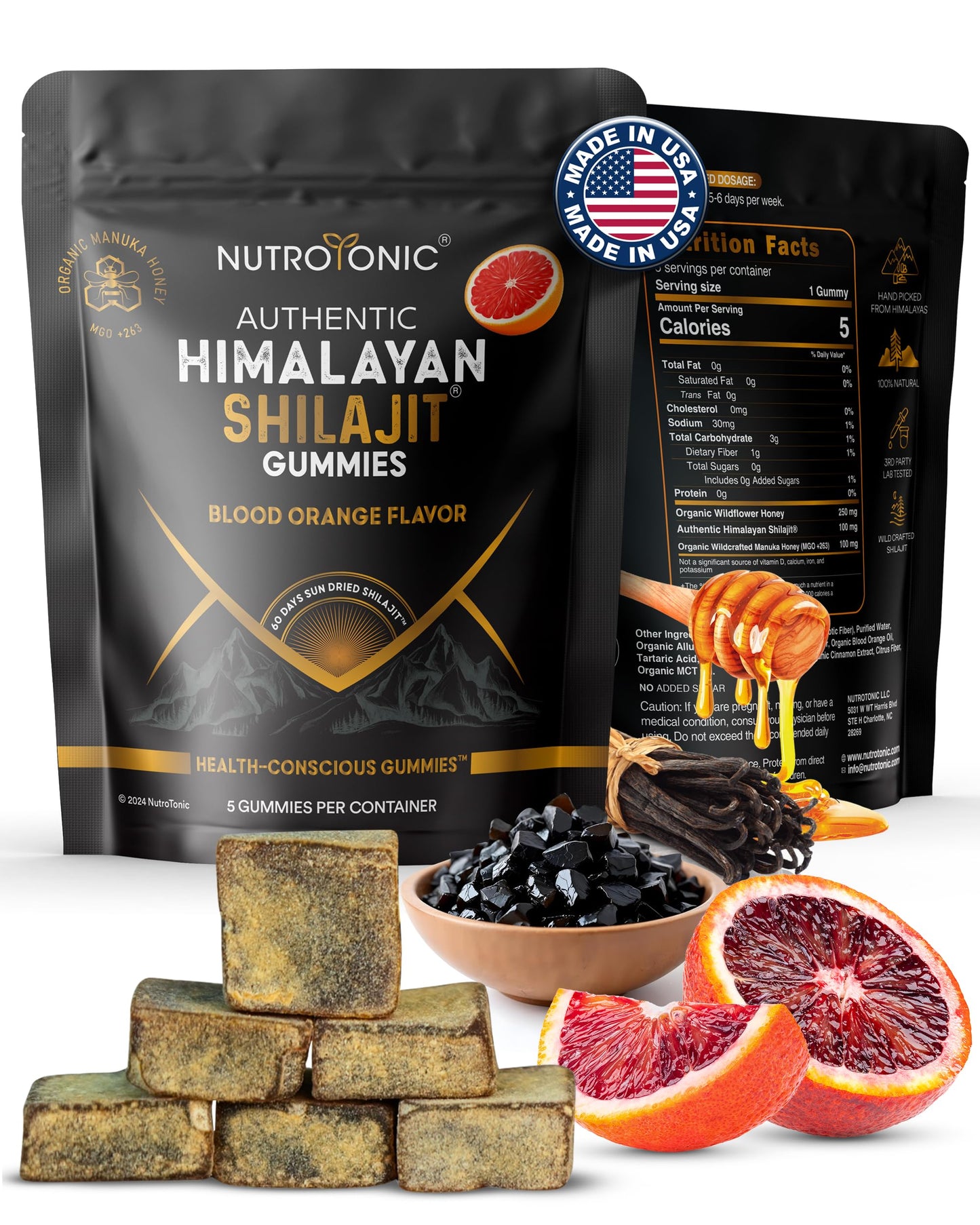 NutroTonic LLC Authentic Himalayan Shilajit Gummies Pack of 5