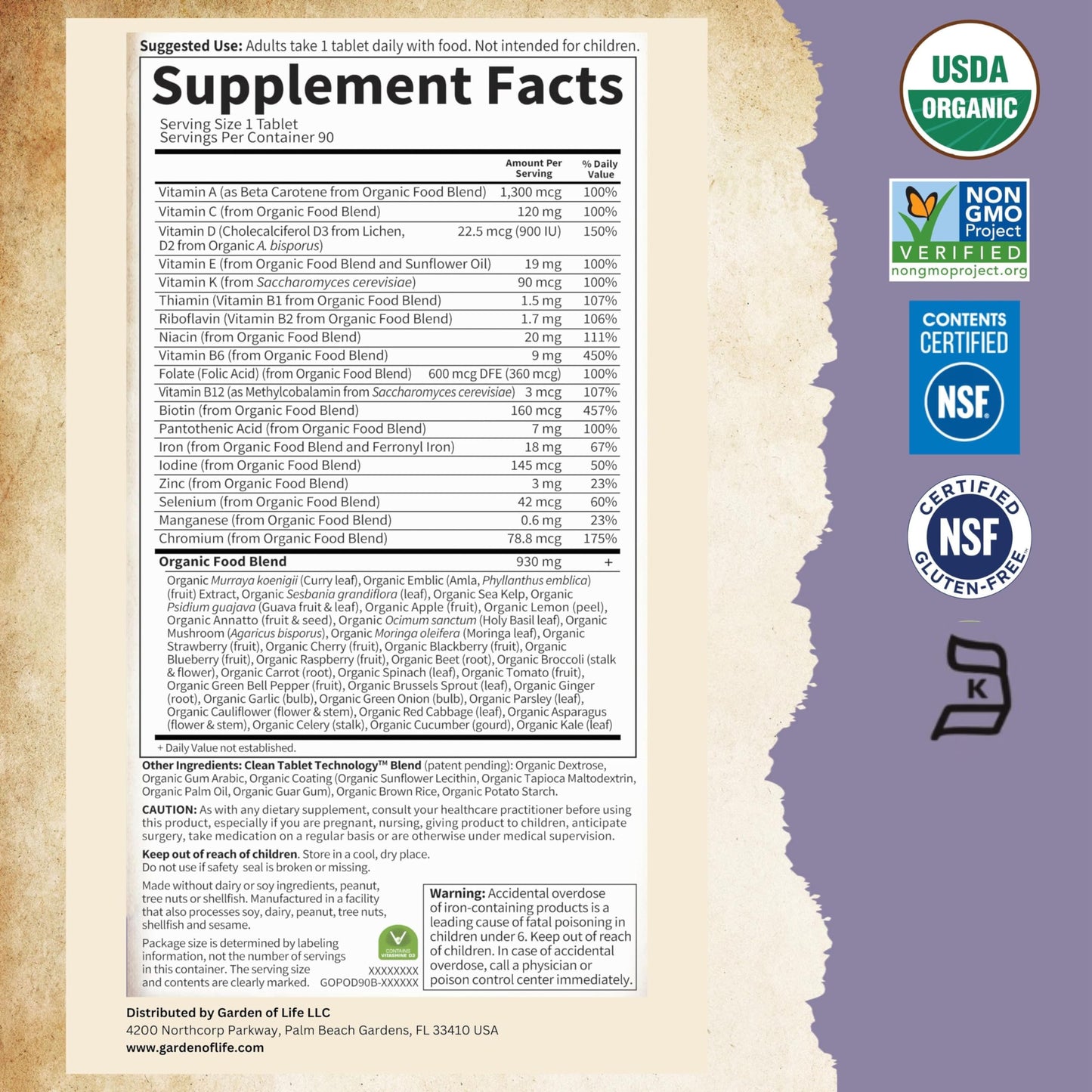 Garden of Life Prenatal Vitamins for Women Tablet 180