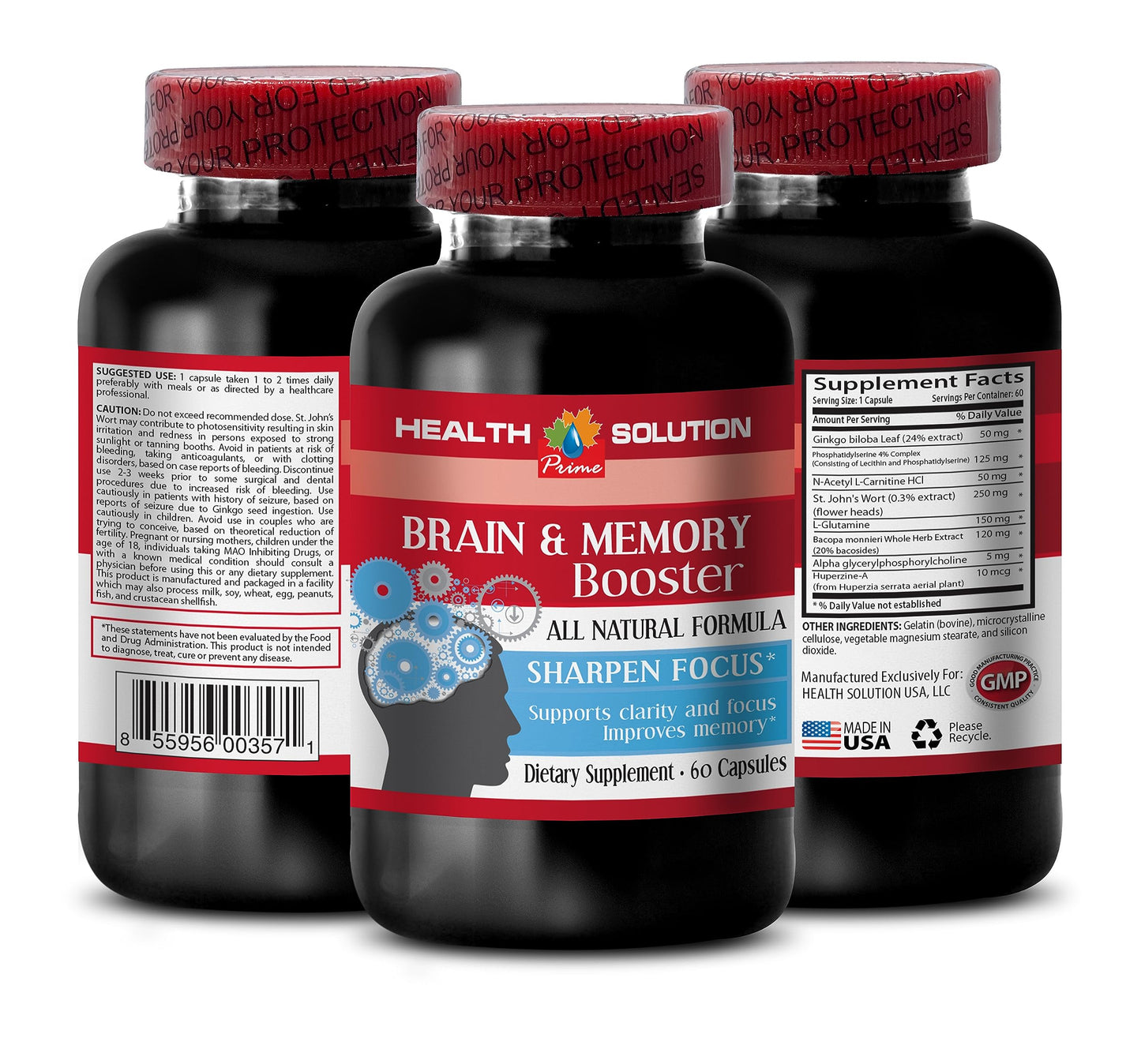 Health Solution Prime Brain and Memory Booster Capsules 120 Count