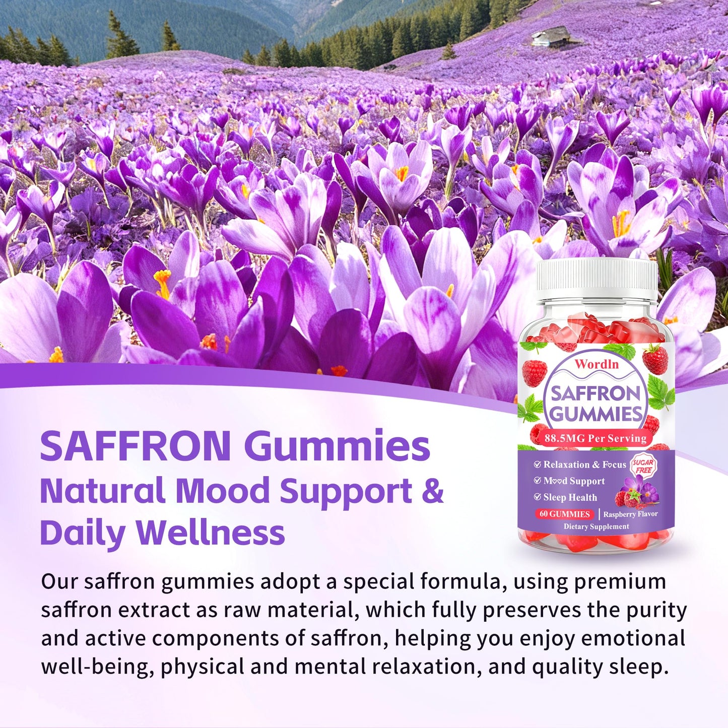 Wordln Saffron Gummies 60 Count