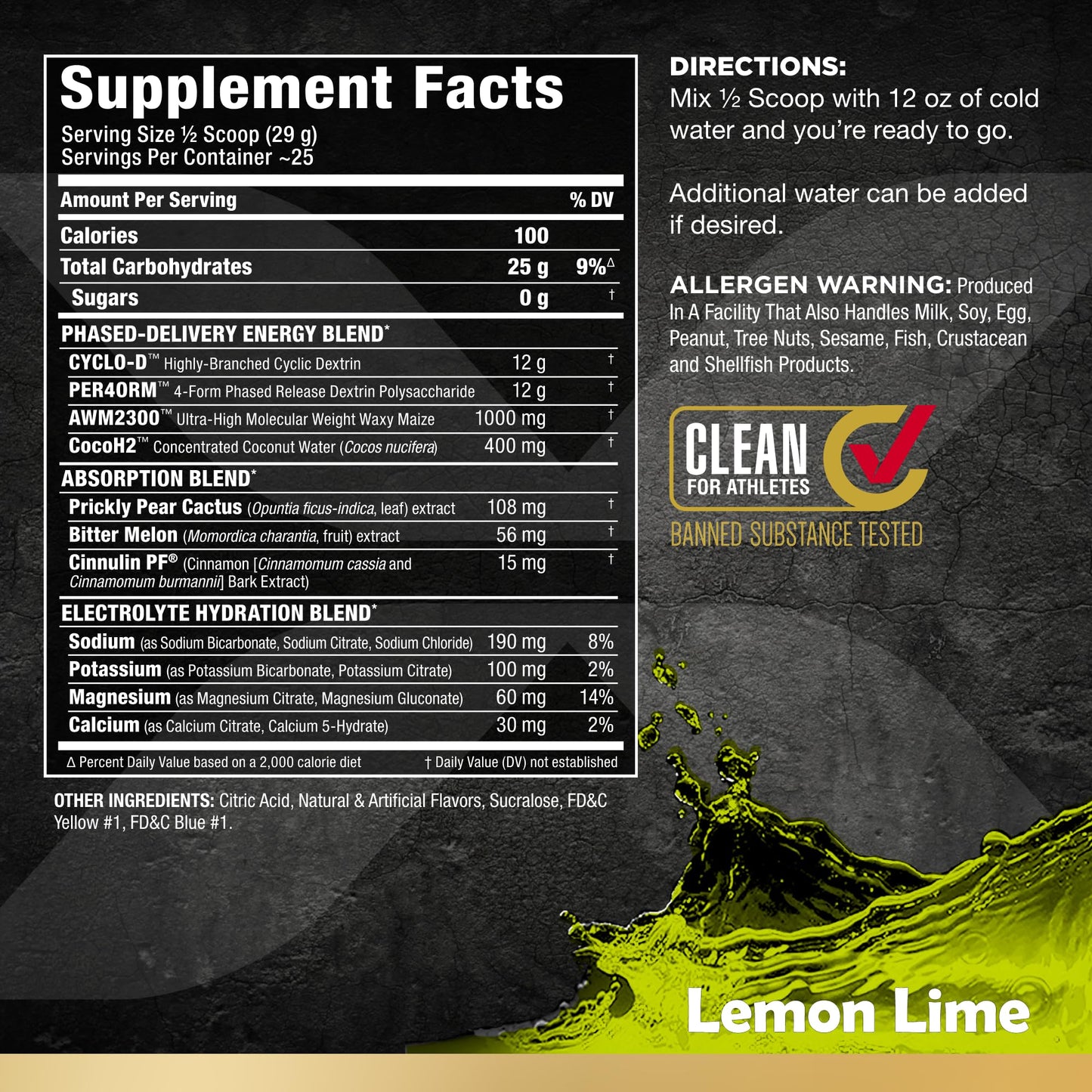ALLMAX CARBION+ Lemon Lime Powder 25 Servings