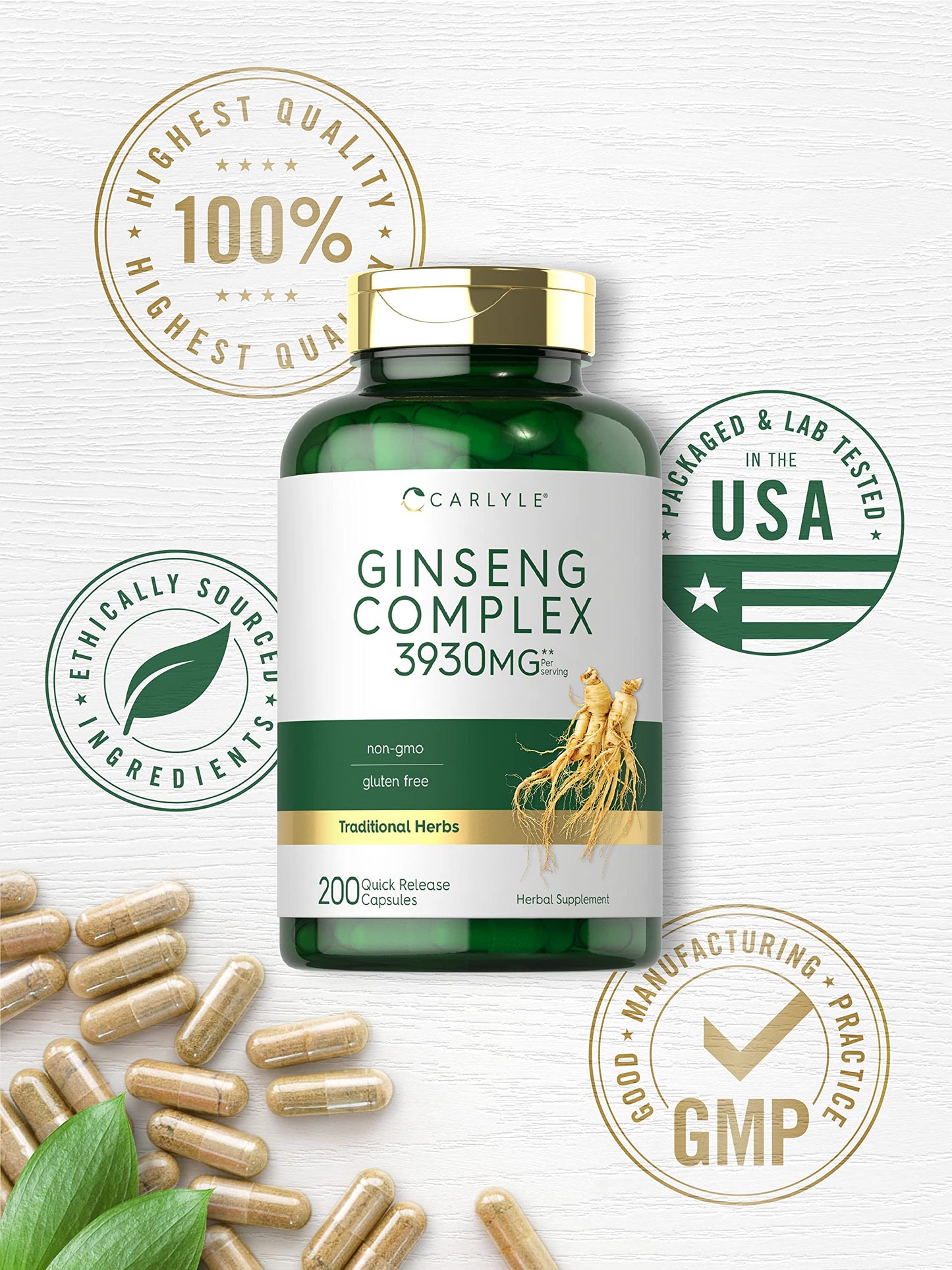 Carlyle Ginseng Complex Capsules, 200 Capsules
