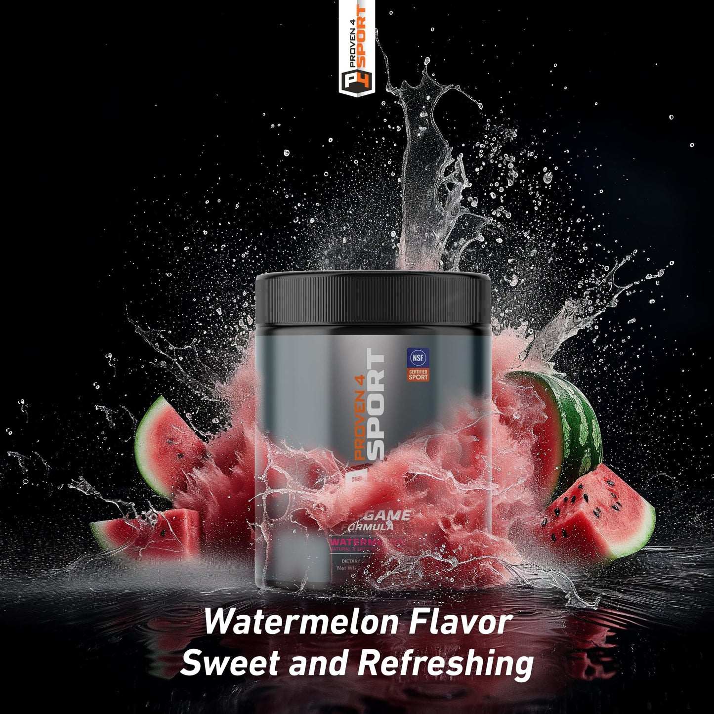 Proven4 Sport Pre Workout Powder with Creatine and Beta Alanine, Watermelon Flavor, 10.56 oz