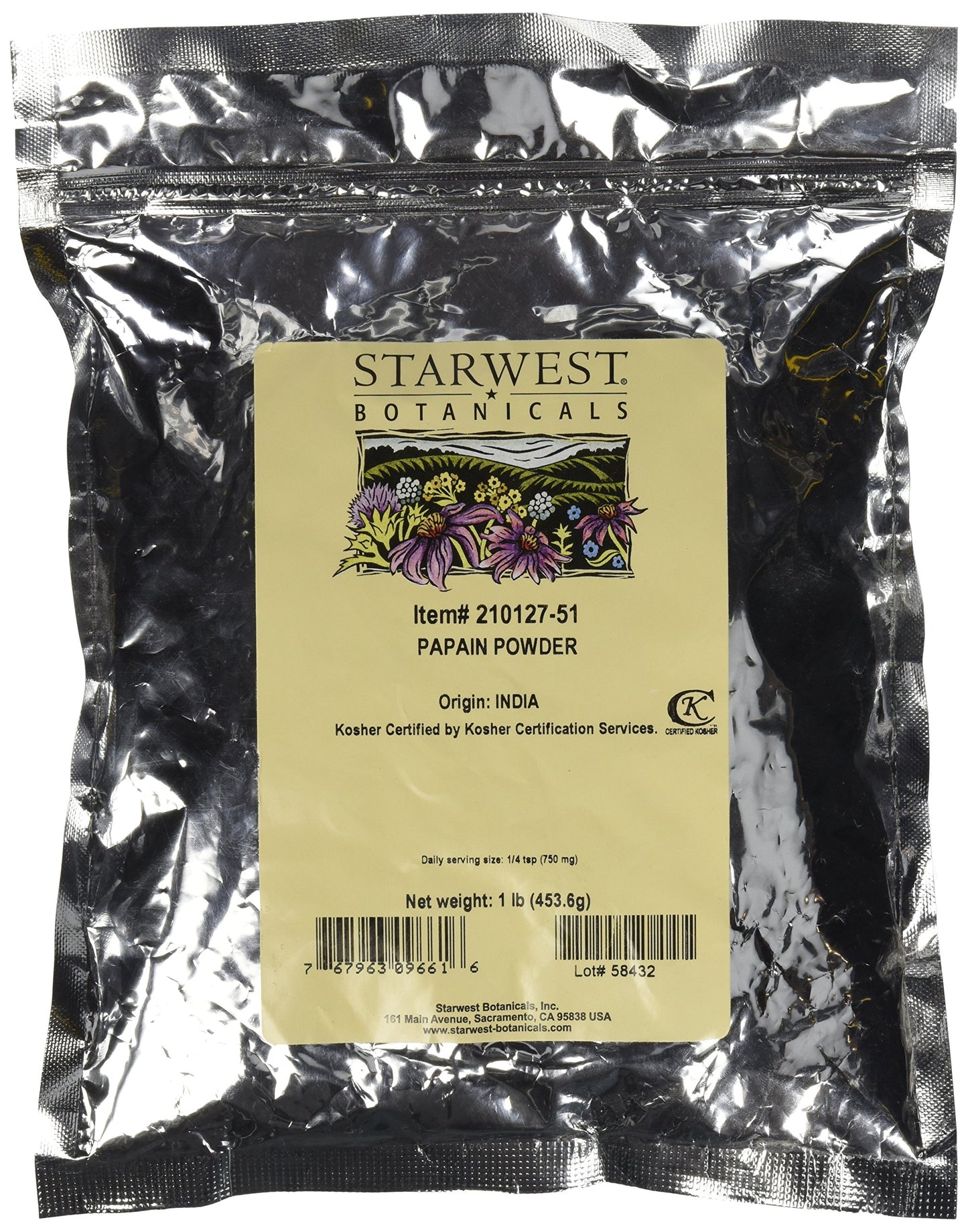 Starwest Botanicals Papain Powder 2,000 USP/mg, 16 oz