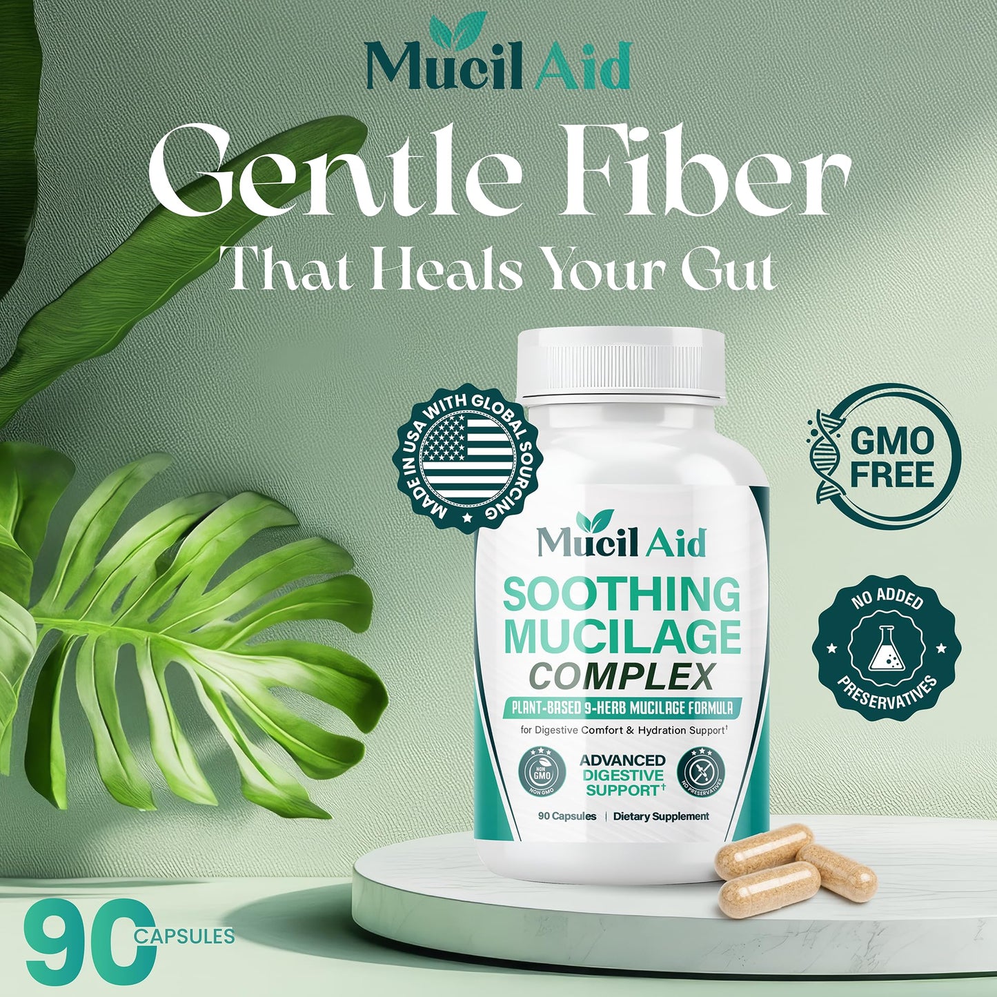 Mucil Aid Digestive Support Capsules 90 Count
