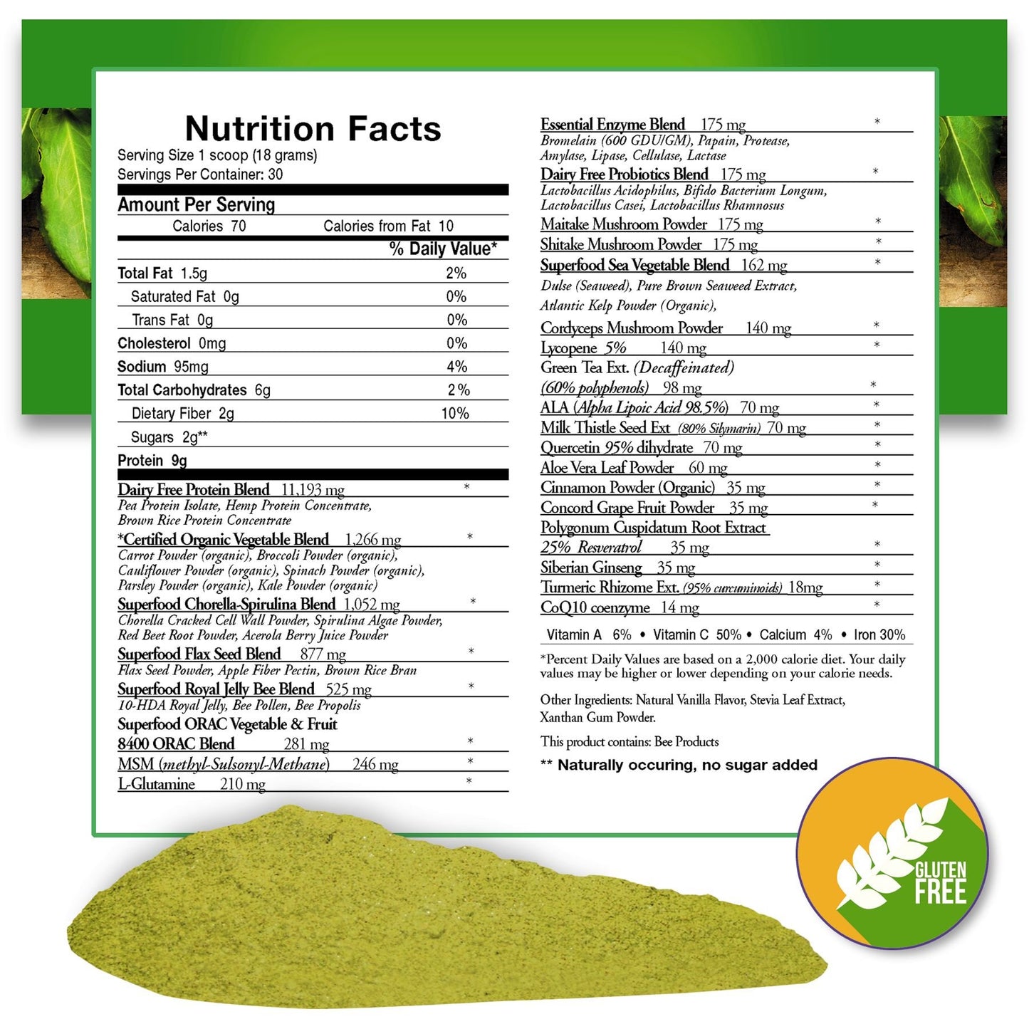 Doctors Nutra Nutraceuticals PH50 Protein Greens Plant-Based All Natural No Gluten Non-Dairy Vegetable Pea Rice Protein Vanilla Flavor Protein Powder 19.04 oz