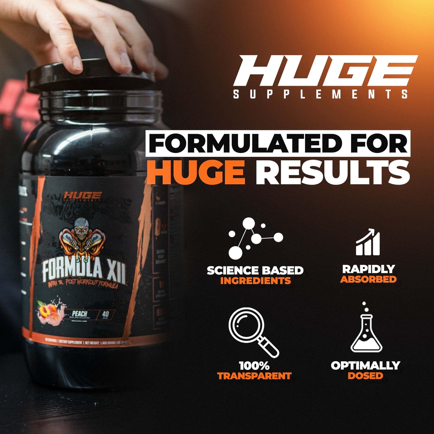 Huge Supplements Formula XII Intra Workout Carbs & Post Workout Recovery Powder, 50