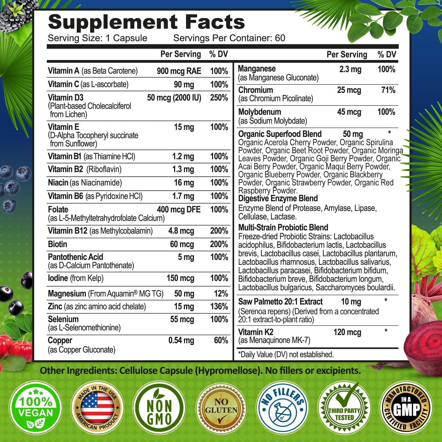 SUPPLEMENTS STUDIO Men's Daily Multivitamin Capsule, 60 Count